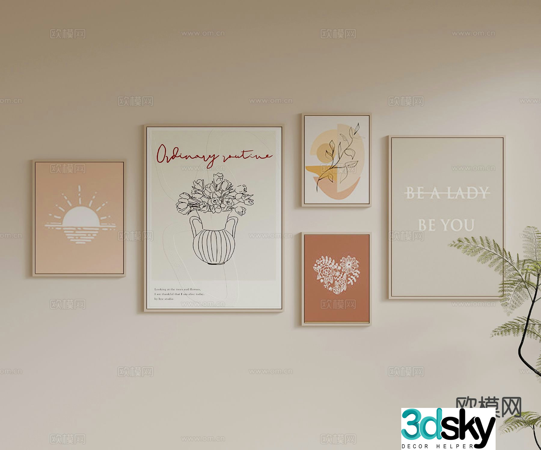 Creamy wind hanging painting Art painting Decorative painting 3d model