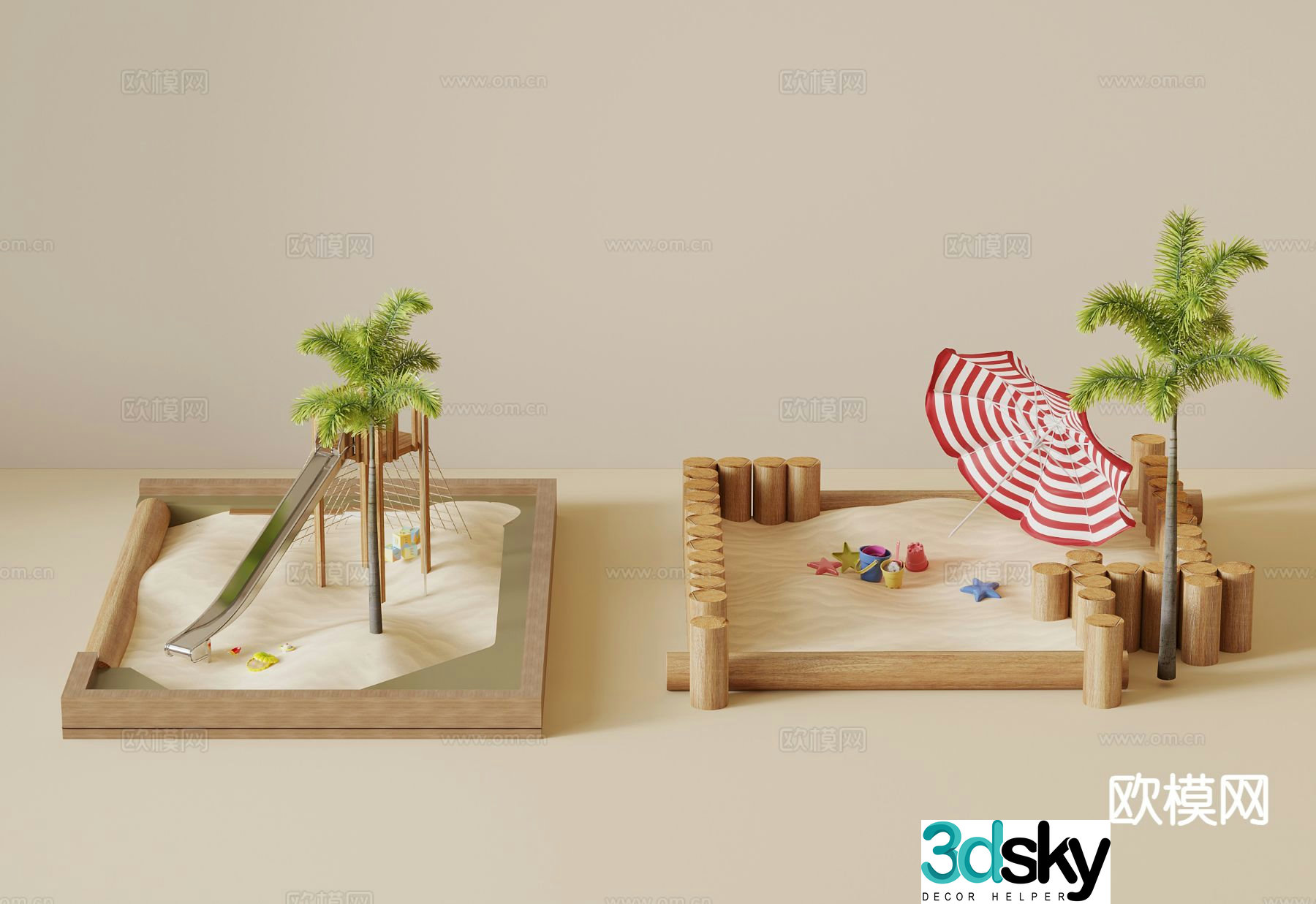 Modern children's sand pool amusement facilities children's toys 3d model
