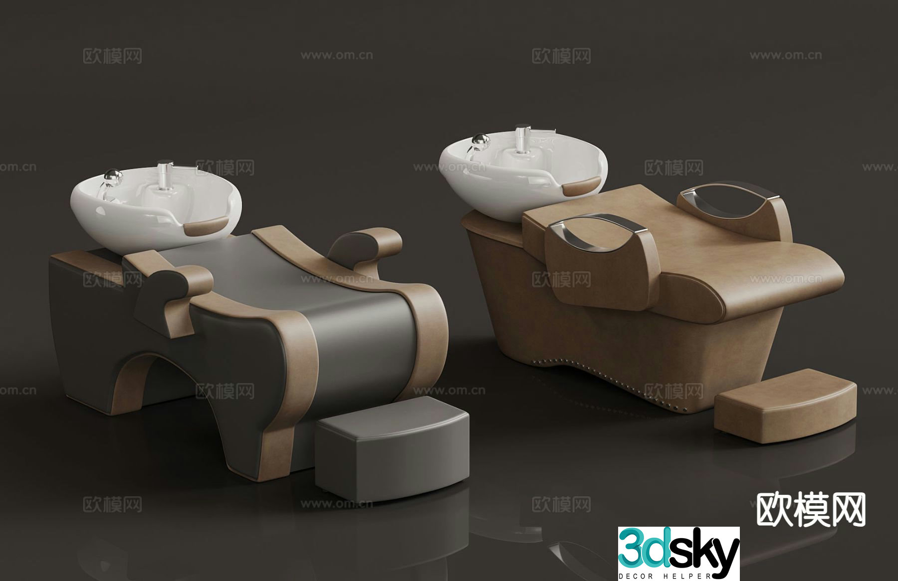 Modern hairdressing equipment shampoo chair 3d model