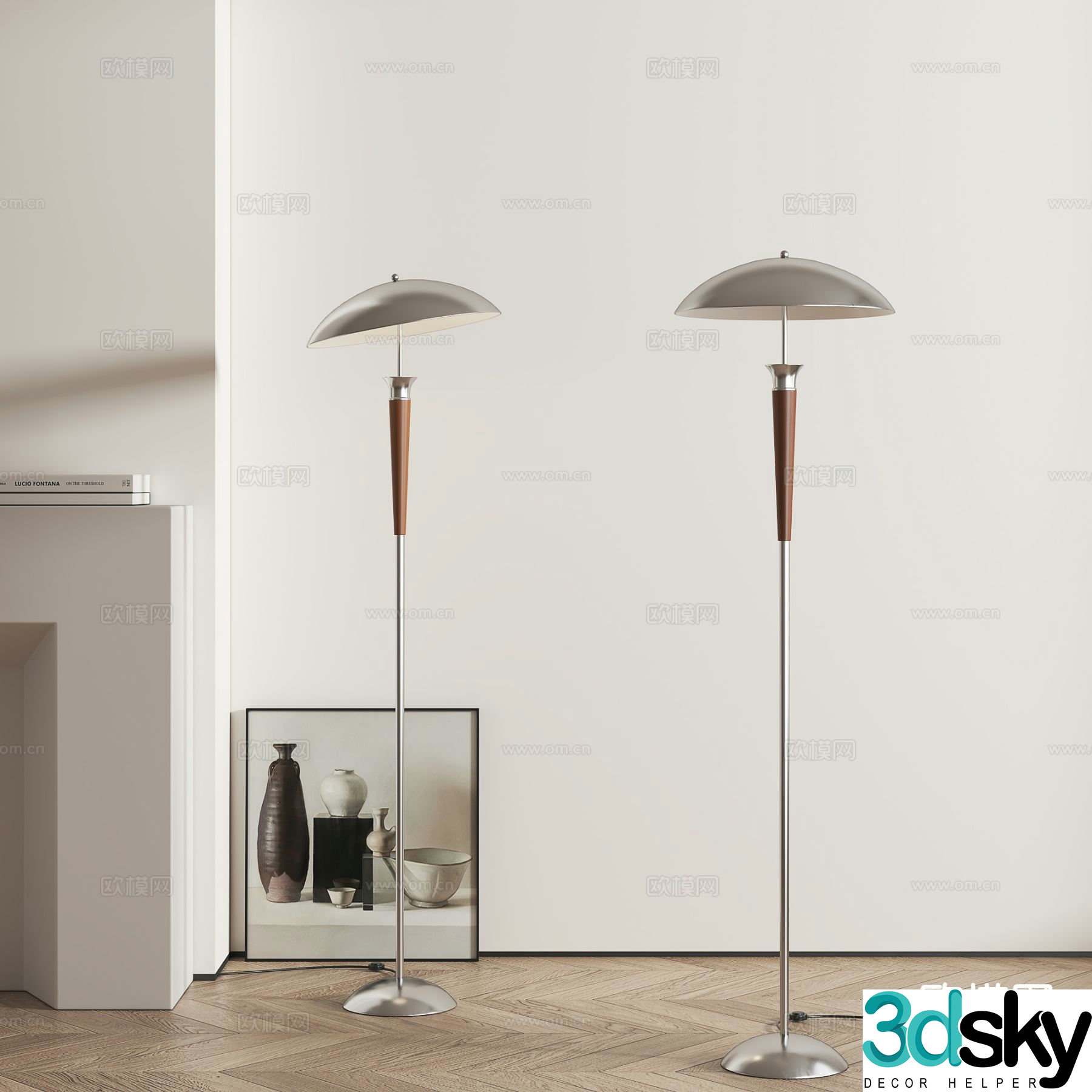 Medium style floor lamp metal floor lamp 3d model