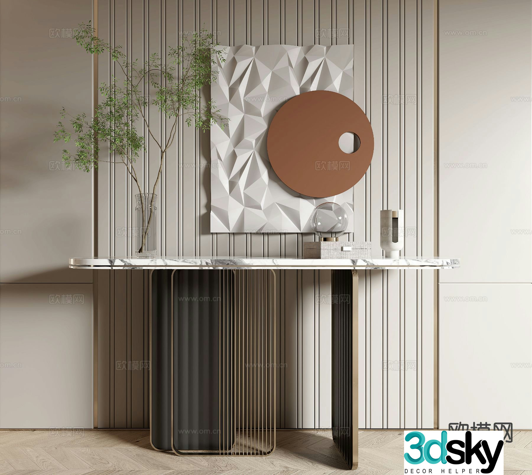 Modern entrance hall end viewing platform 3D model