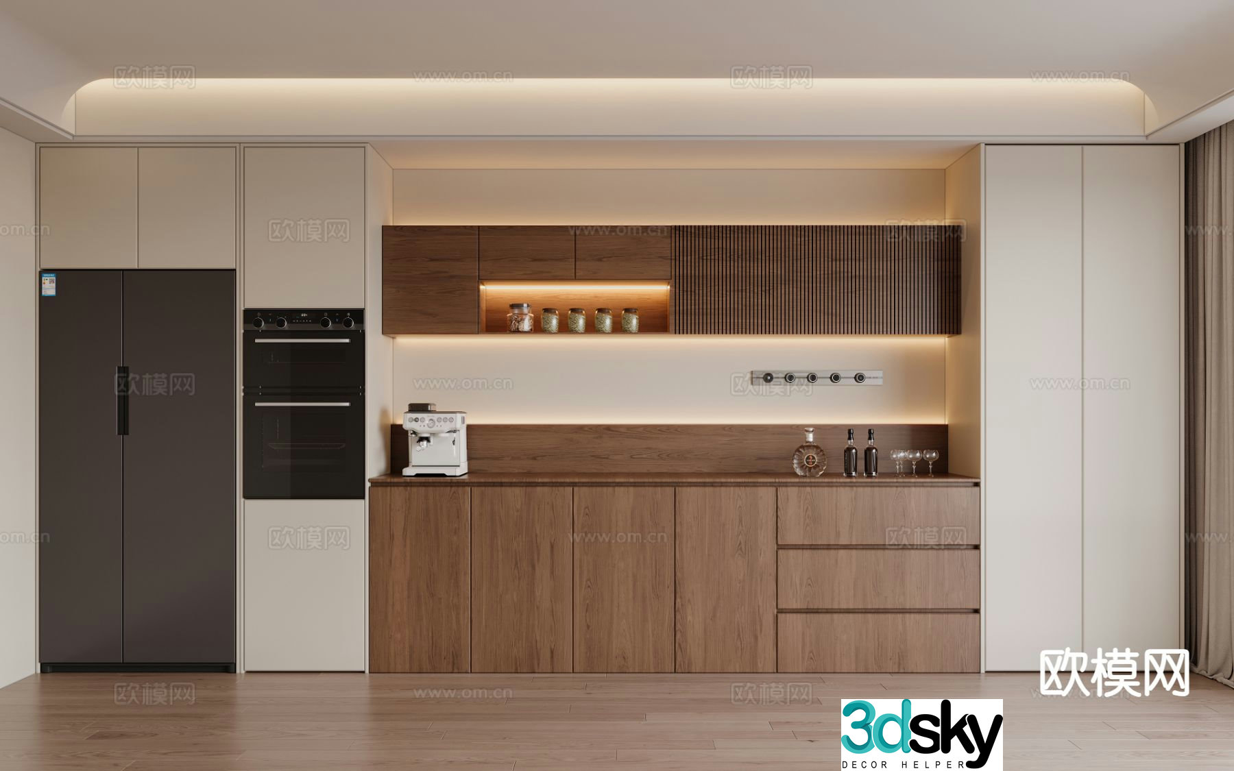 Middle-aged wine cabinet sideboard 3D model