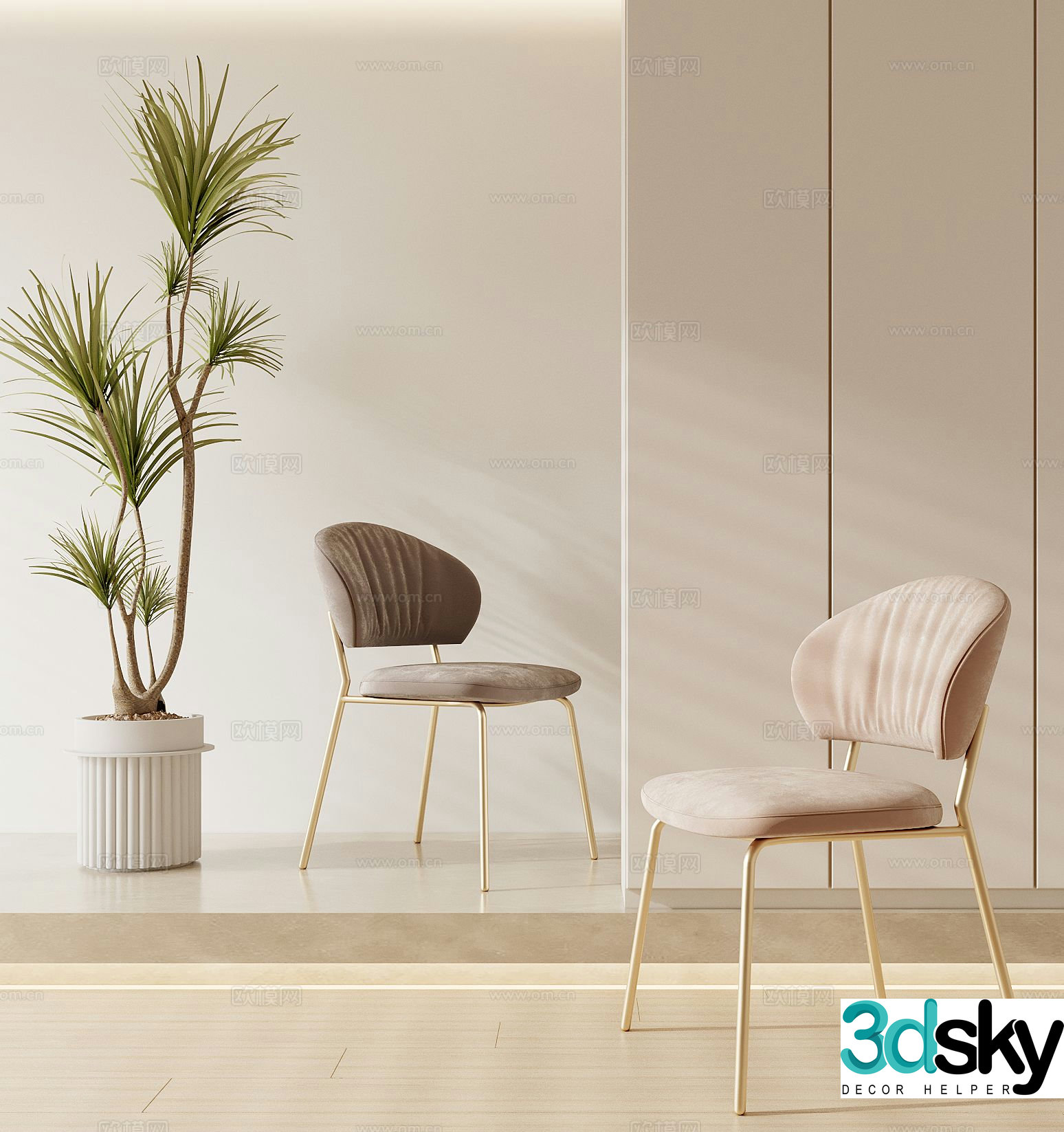 French dining chair chair single chair 3d model