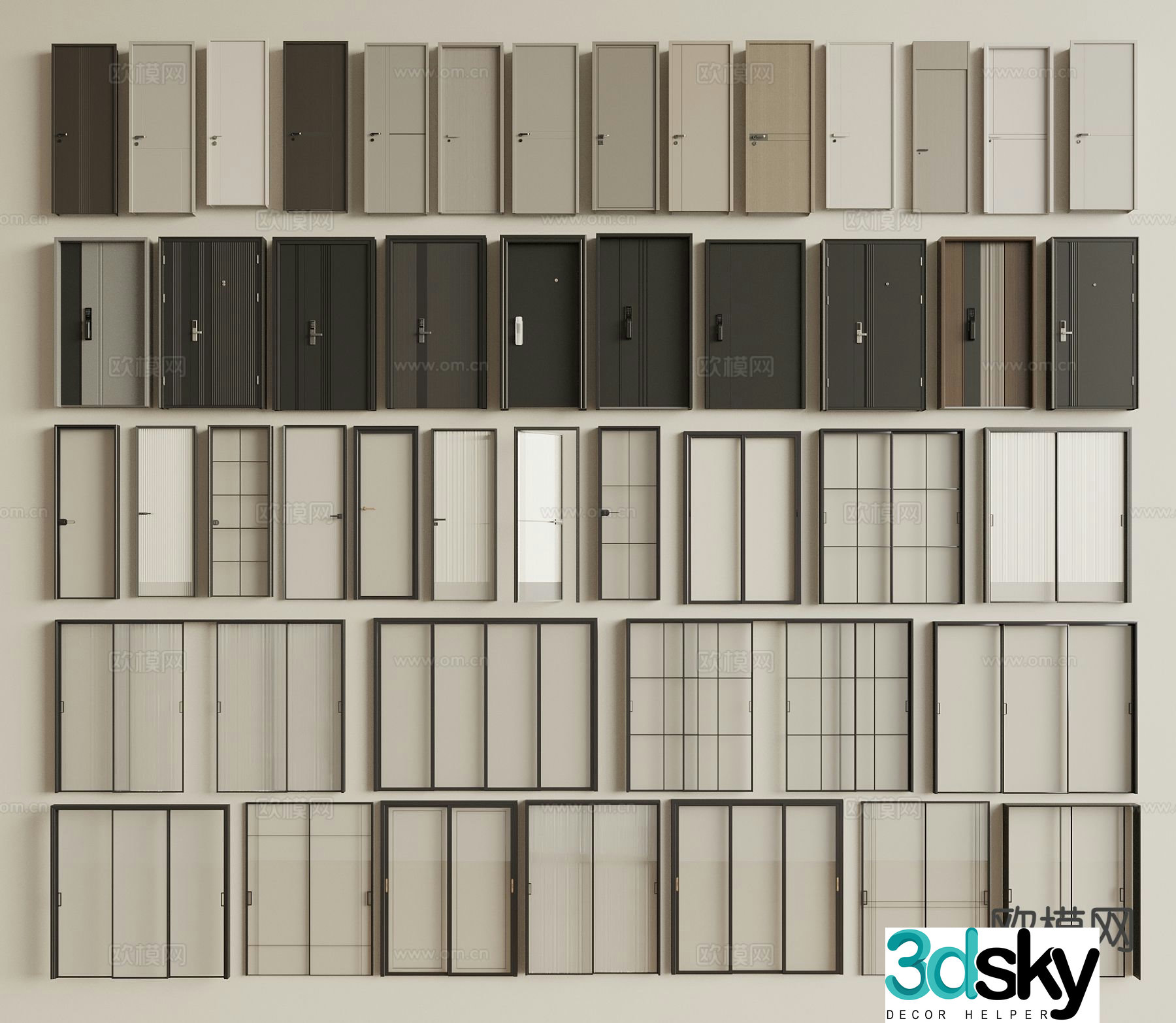modern door sliding door entry door 3d model