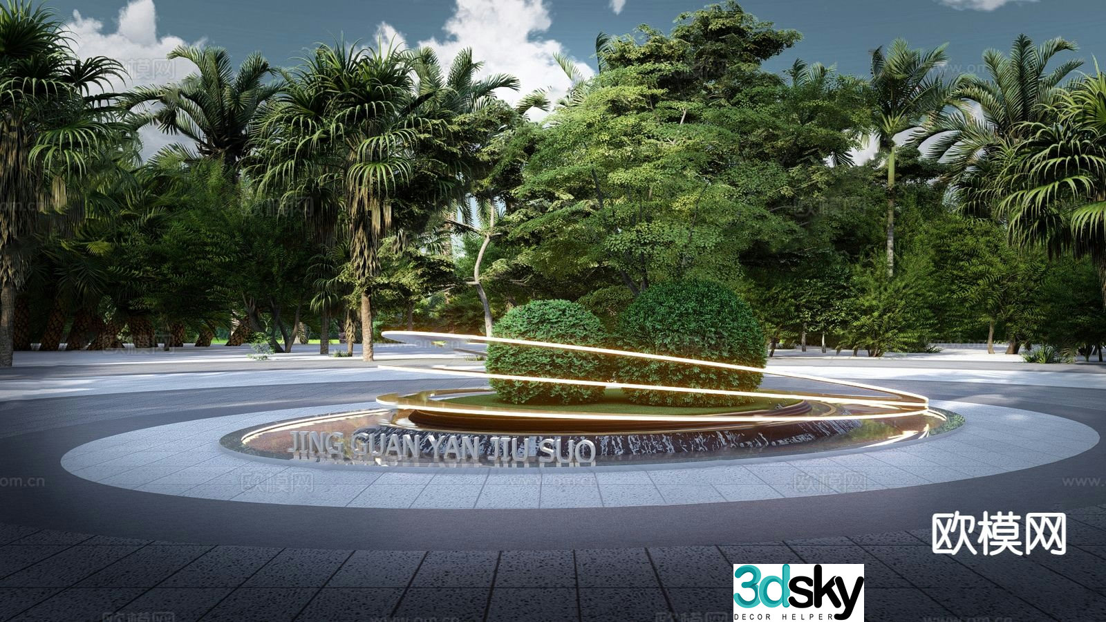 Modern rockery water feature hotel entrance water feature 3D model
