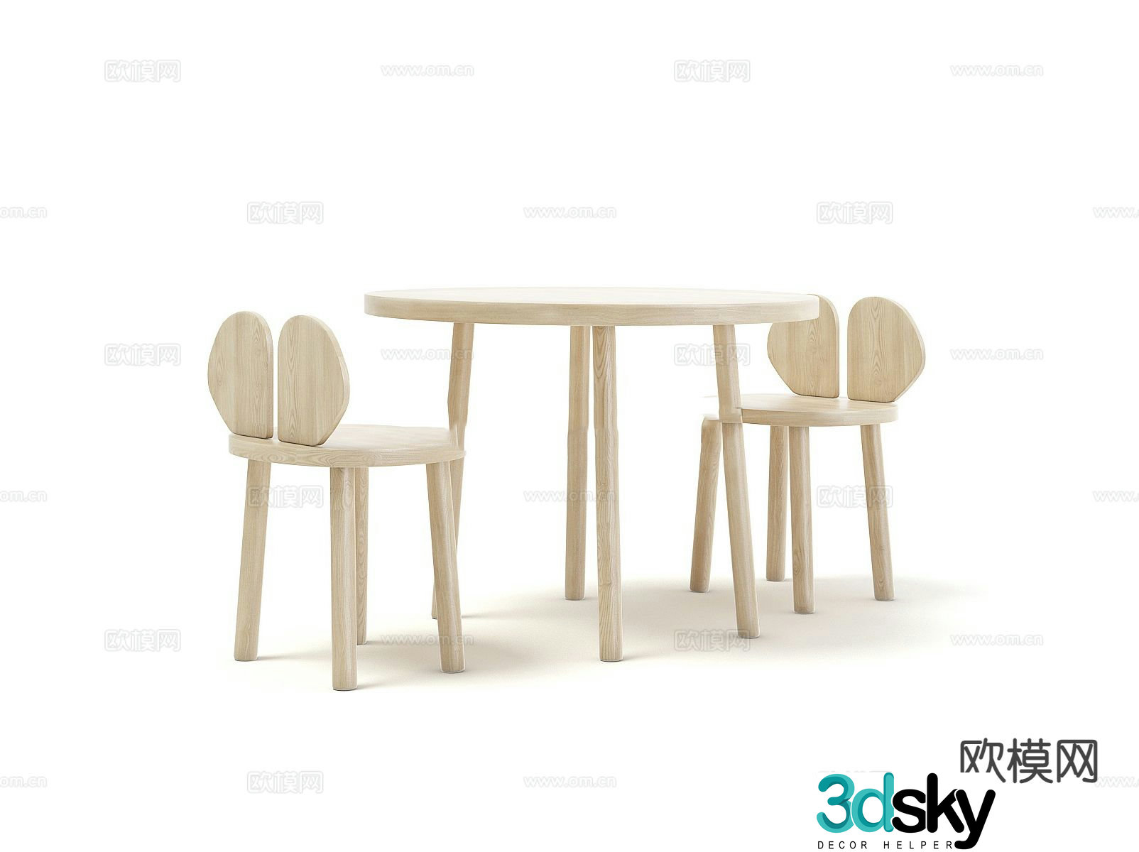 Log style children’s table and chair 3D model