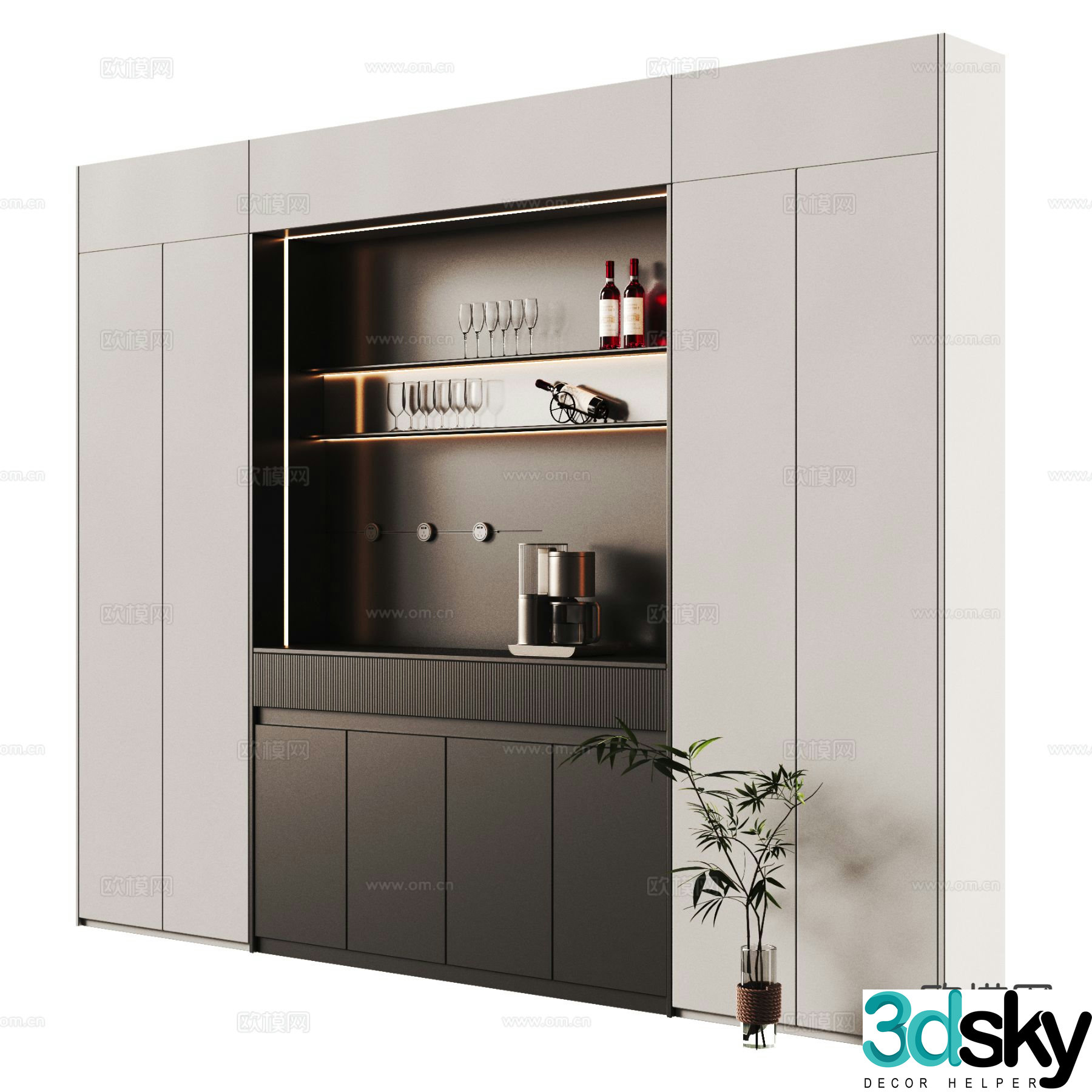 Modern wine cabinet sideboard 3d model