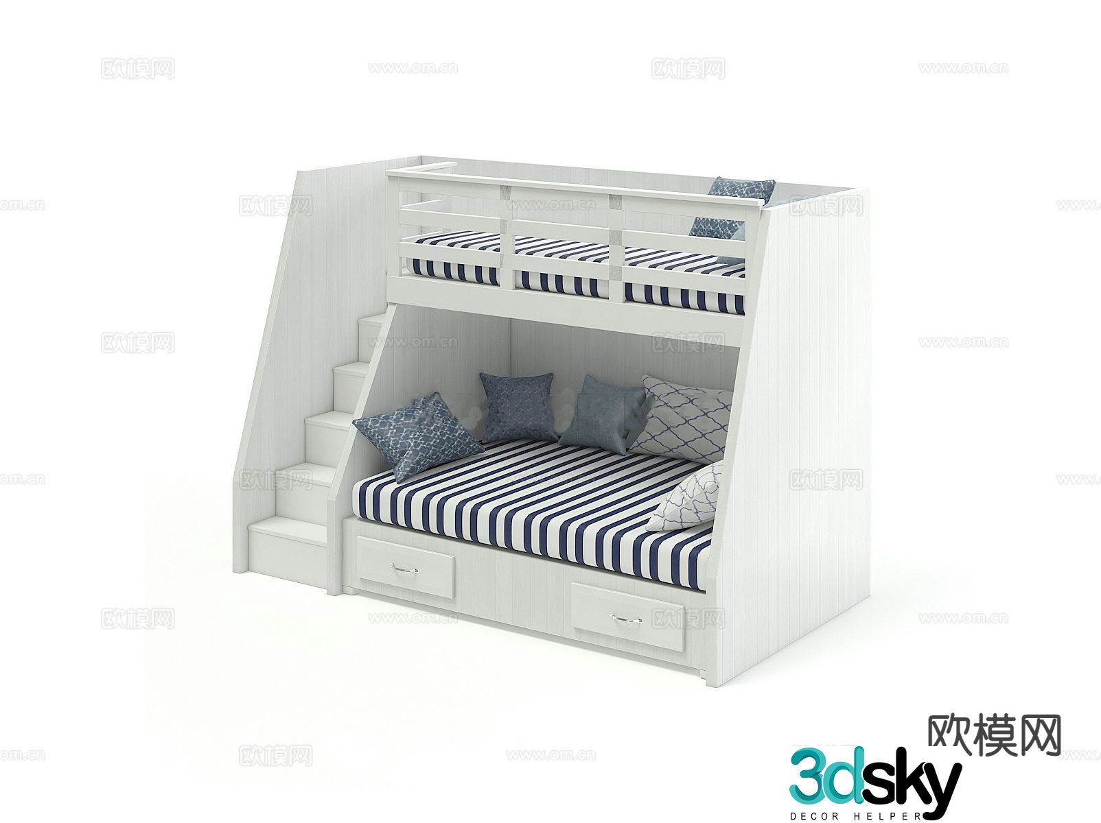 Children’s bed bunk bed high and low bed 3d model