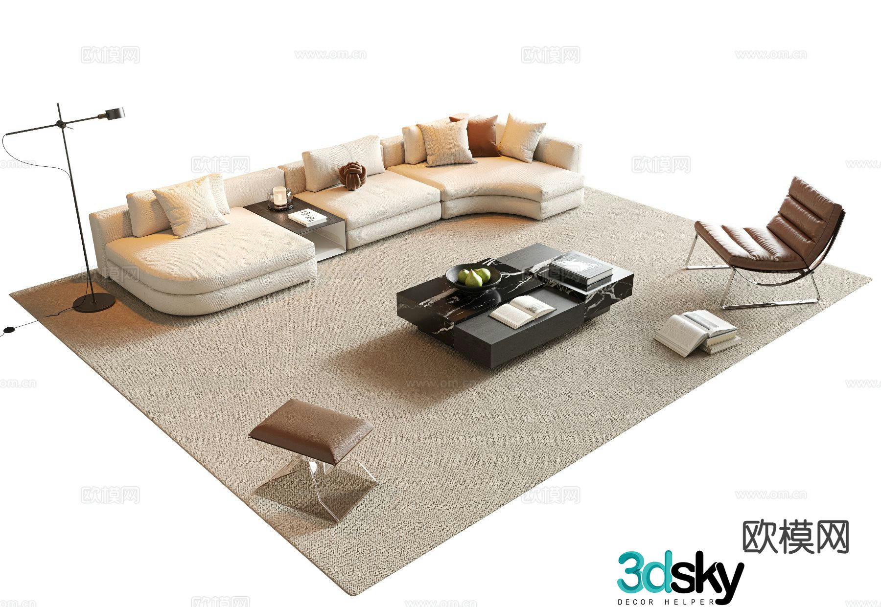 Modern sectional sofa 3d model
