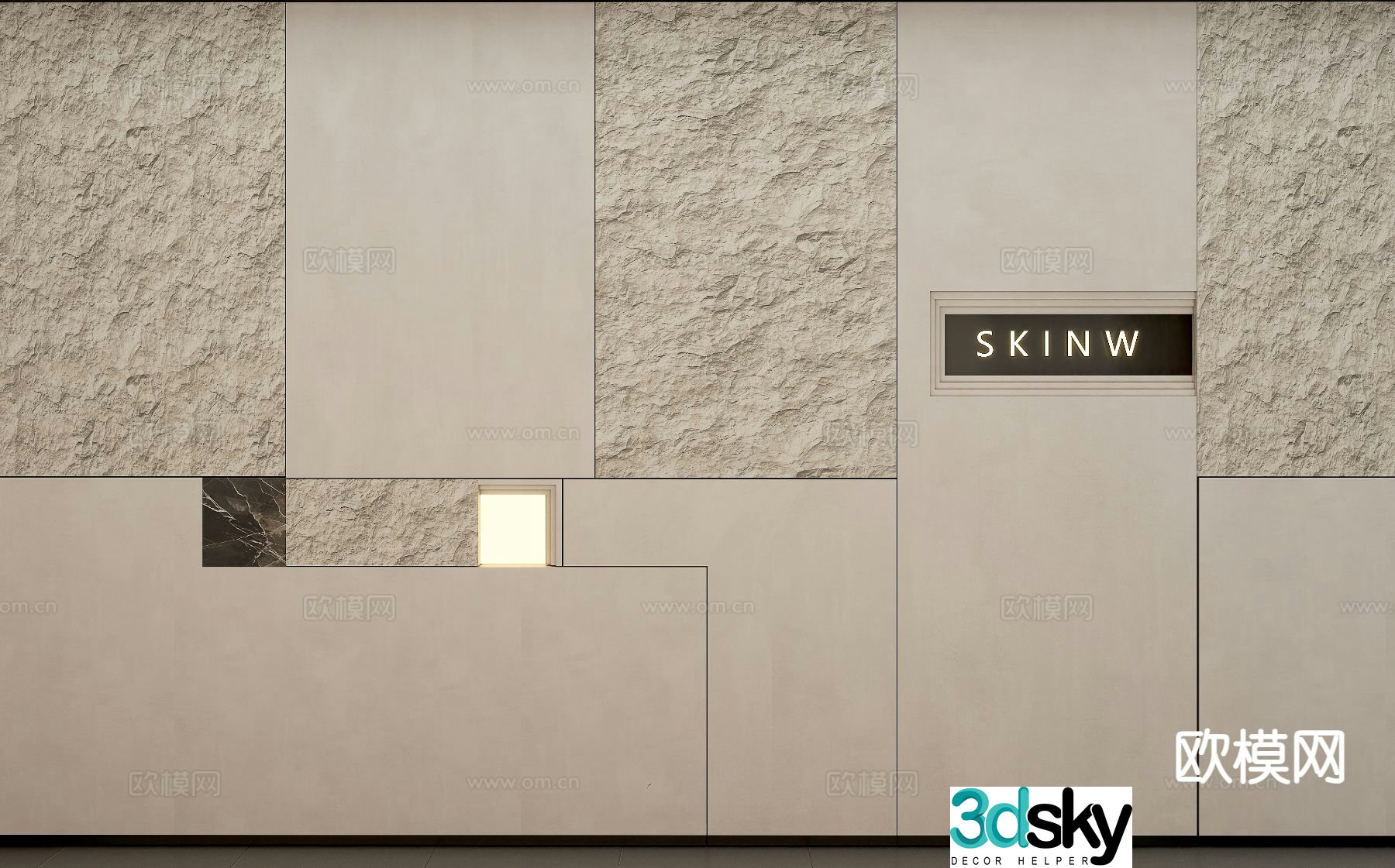 Modern background wall Image wall Stone background wall 3d model