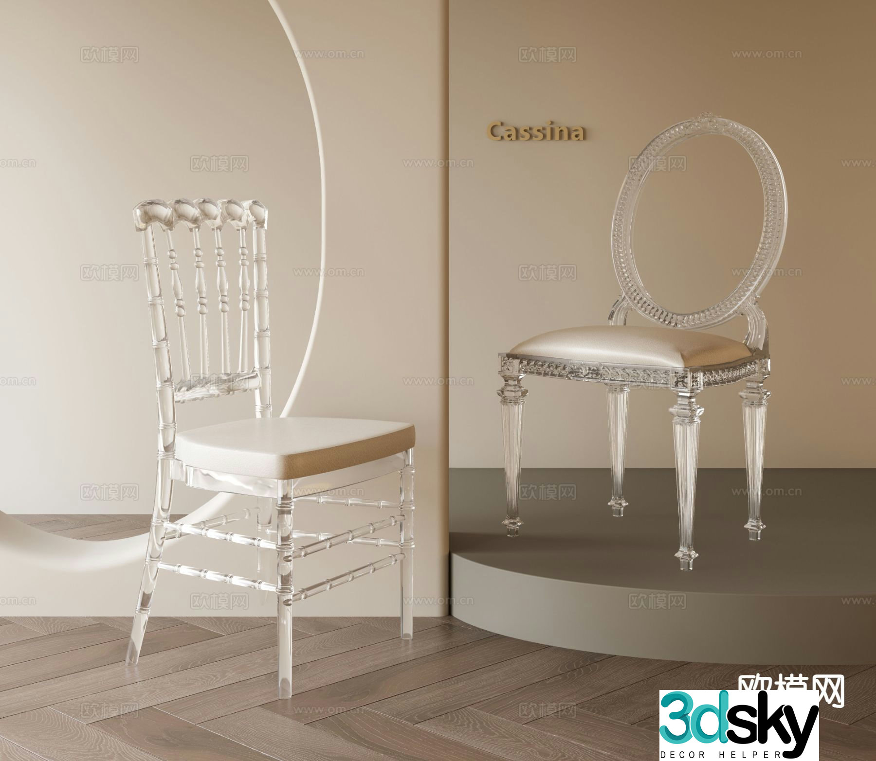 French acrylic chair dining chair leisure chair 3d model