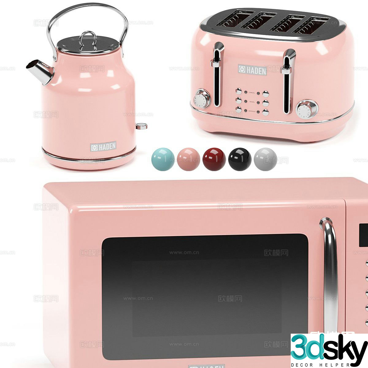 Kitchen appliances kettle bread machine microwave oven 3d model