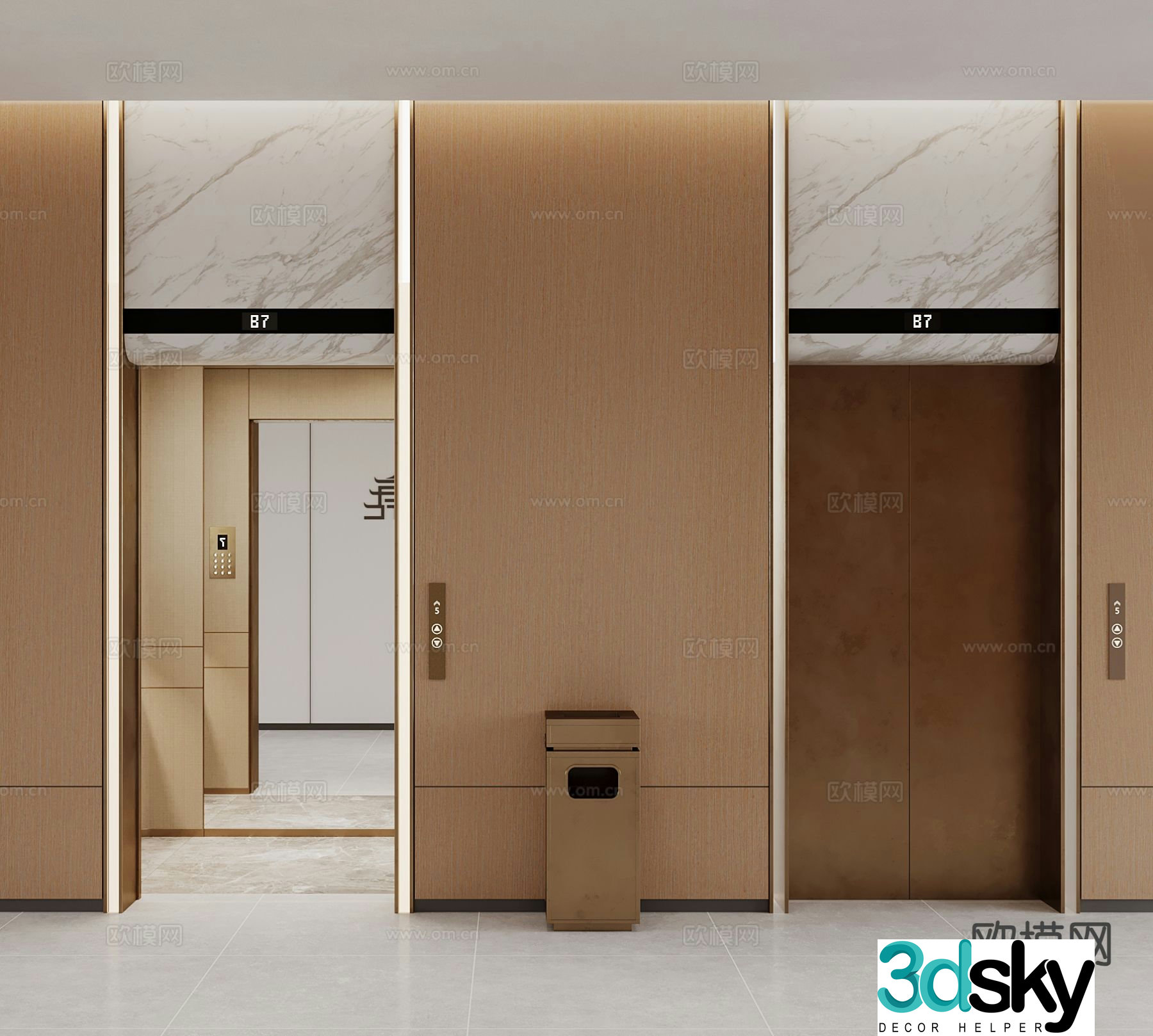 Modern elevator hall elevator 3d model