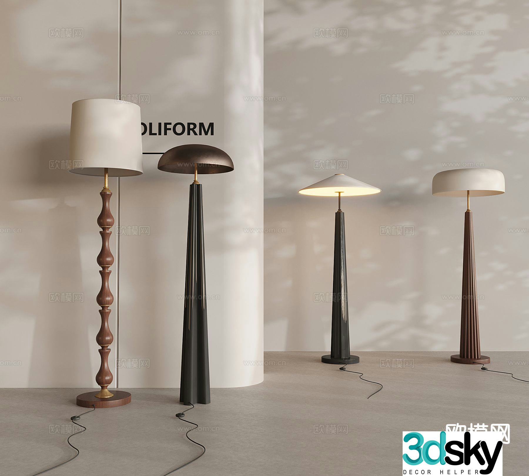 French floor lamp retro floor lamp 3d model