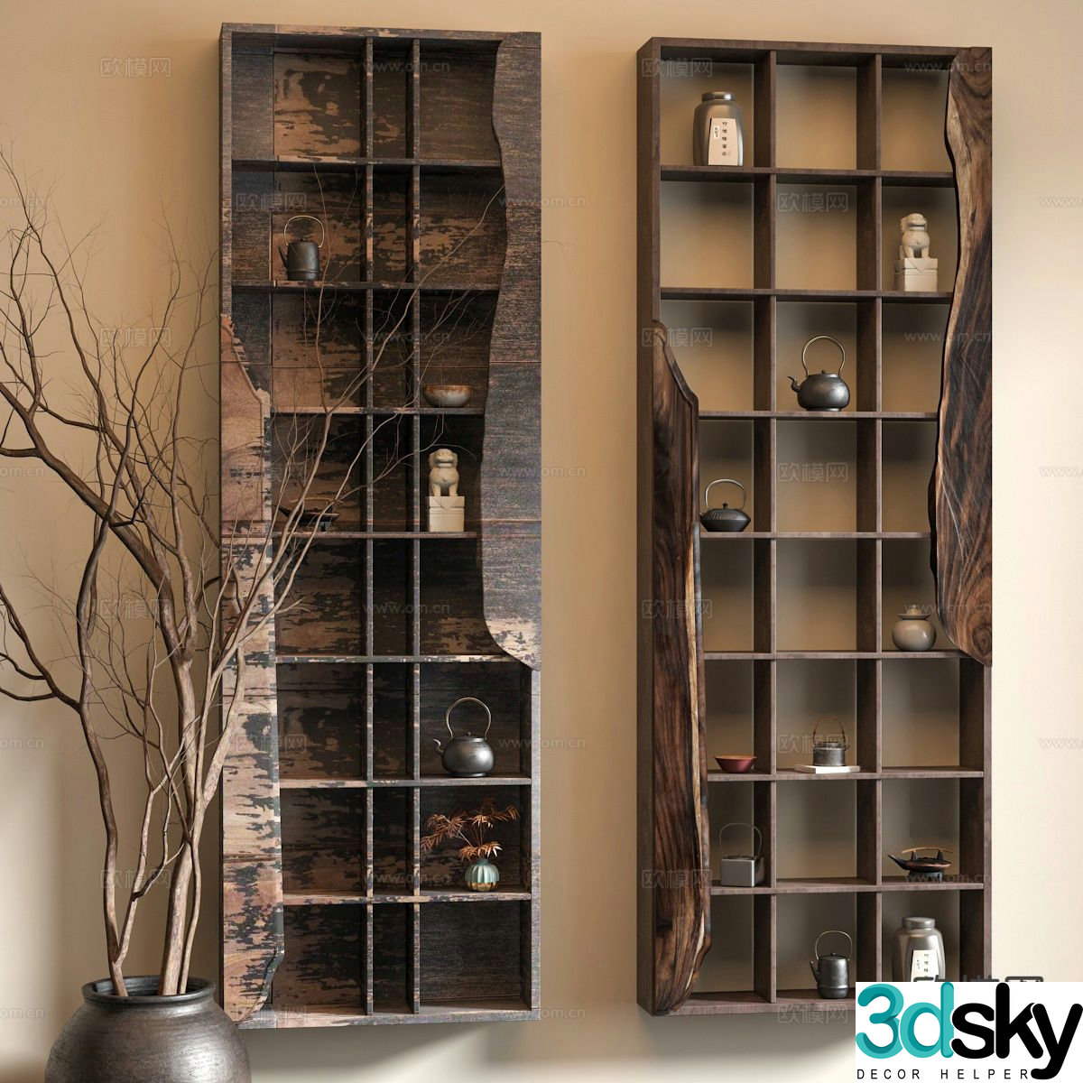 Wabi-sabi tea cabinet wall cabinet 3d model
