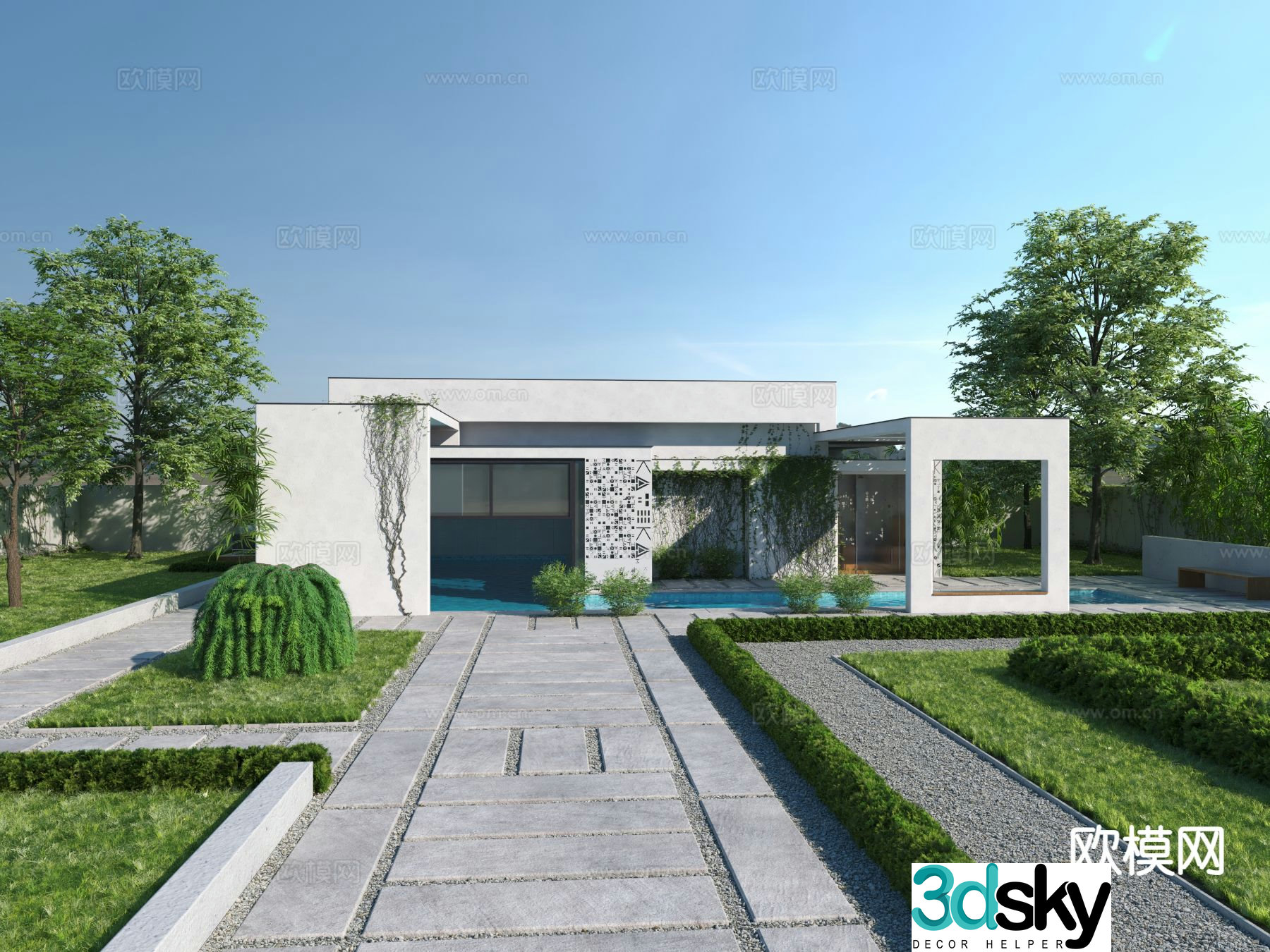 Modern landscape courtyard 3d model