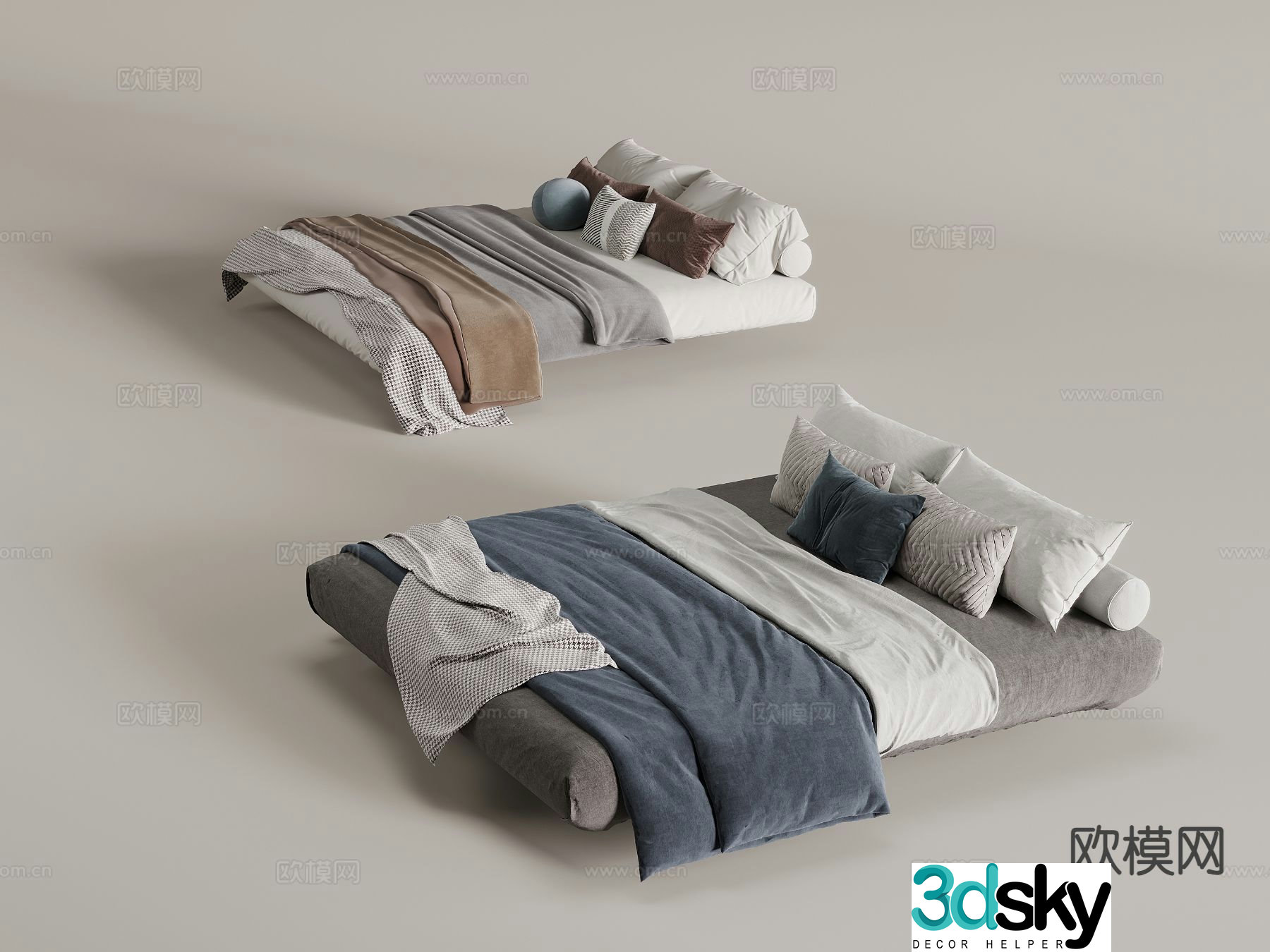 Bedding mattress quilt pillow pillow 3d model