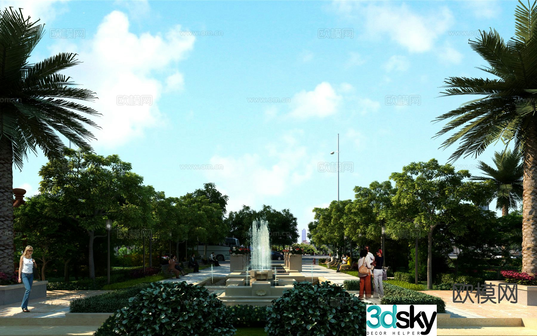 Modern park landscape 3d model