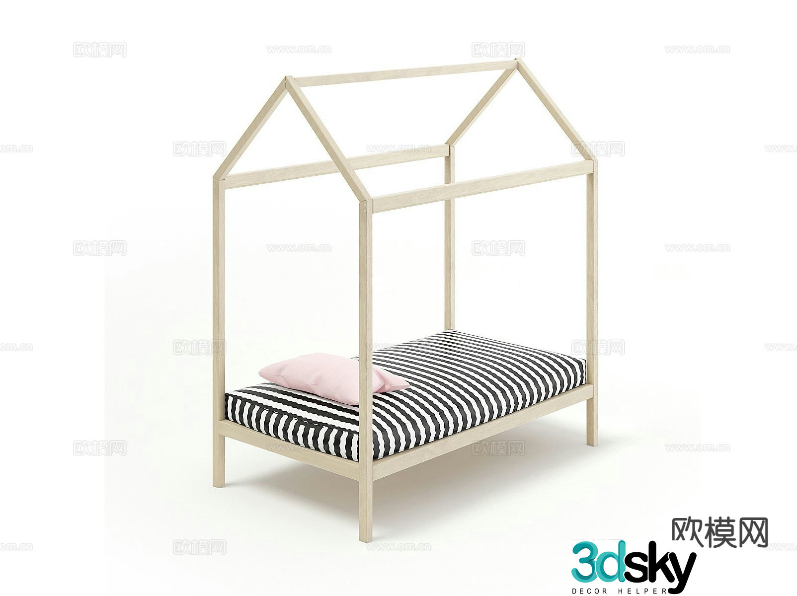 Children’s bed single bed canopy bed 3d model
