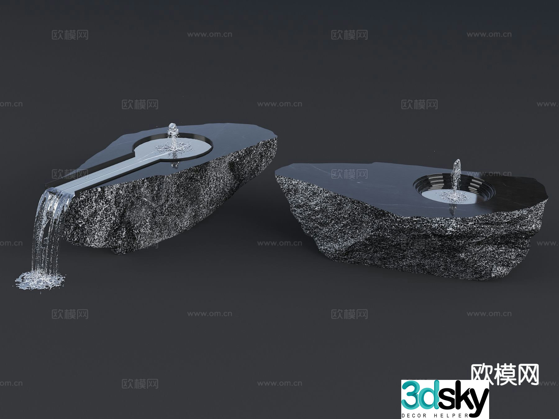 flowing water stone landscape stone flowing water stone landscape 3d model