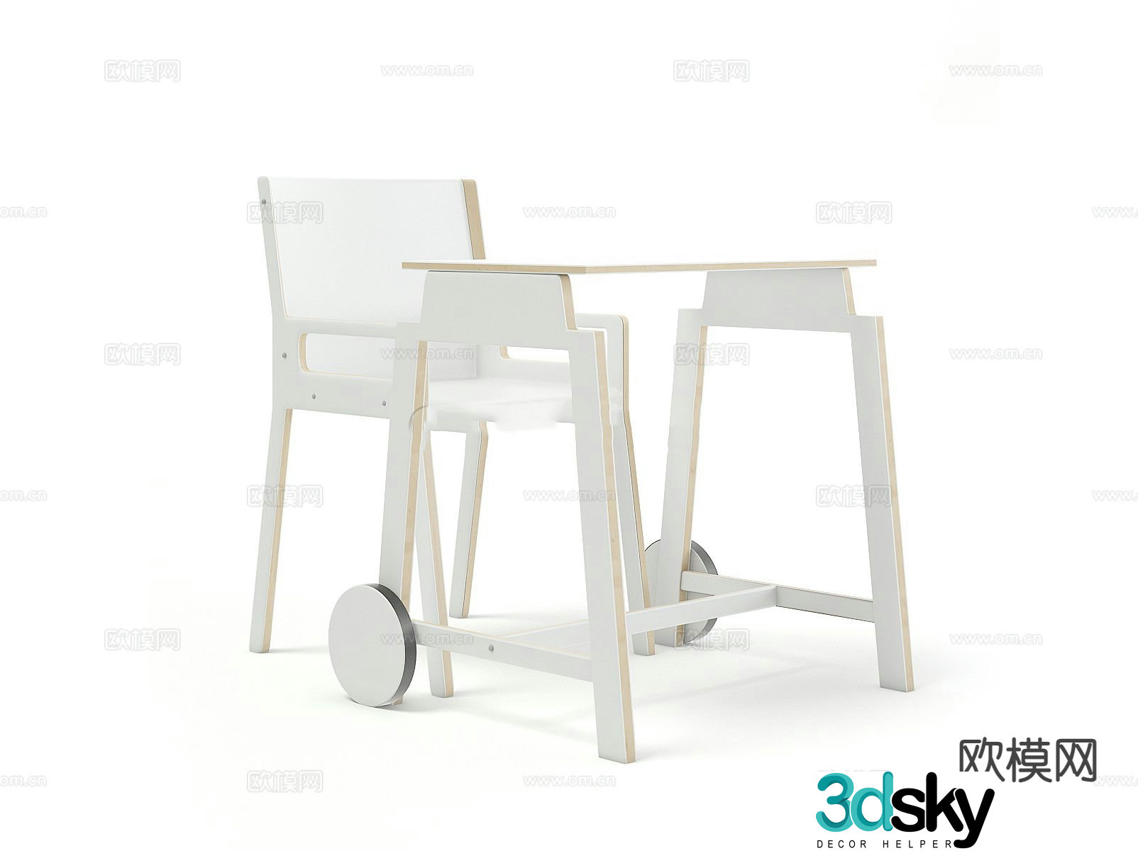 Children’s desk and chair study table 3d model