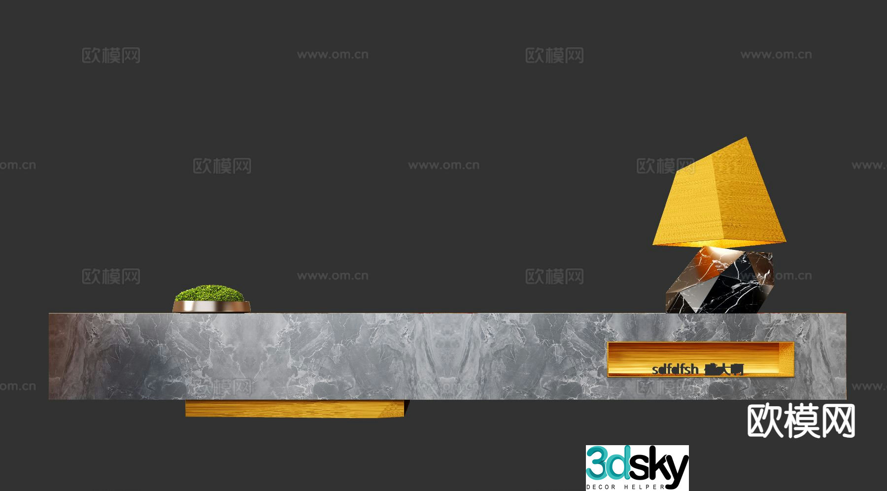 Modern front desk reception desk end view desk 3d model