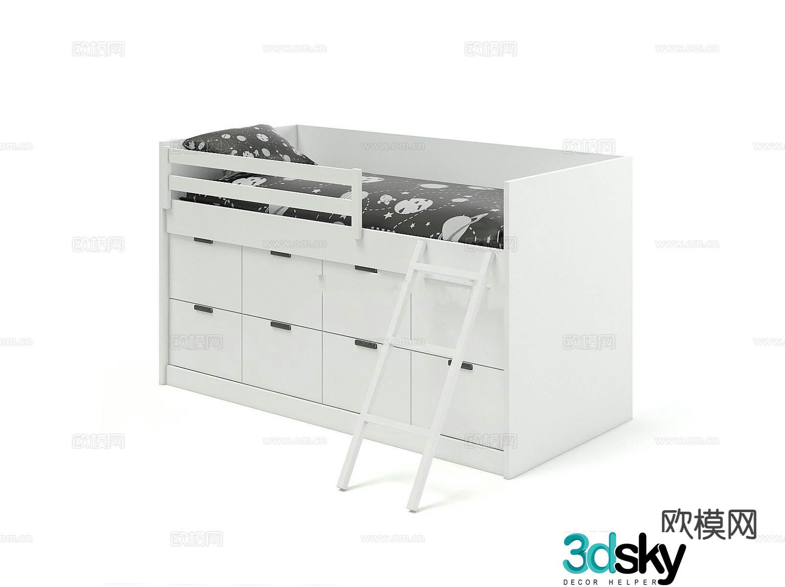 children’s bed baby bed crib 3d model