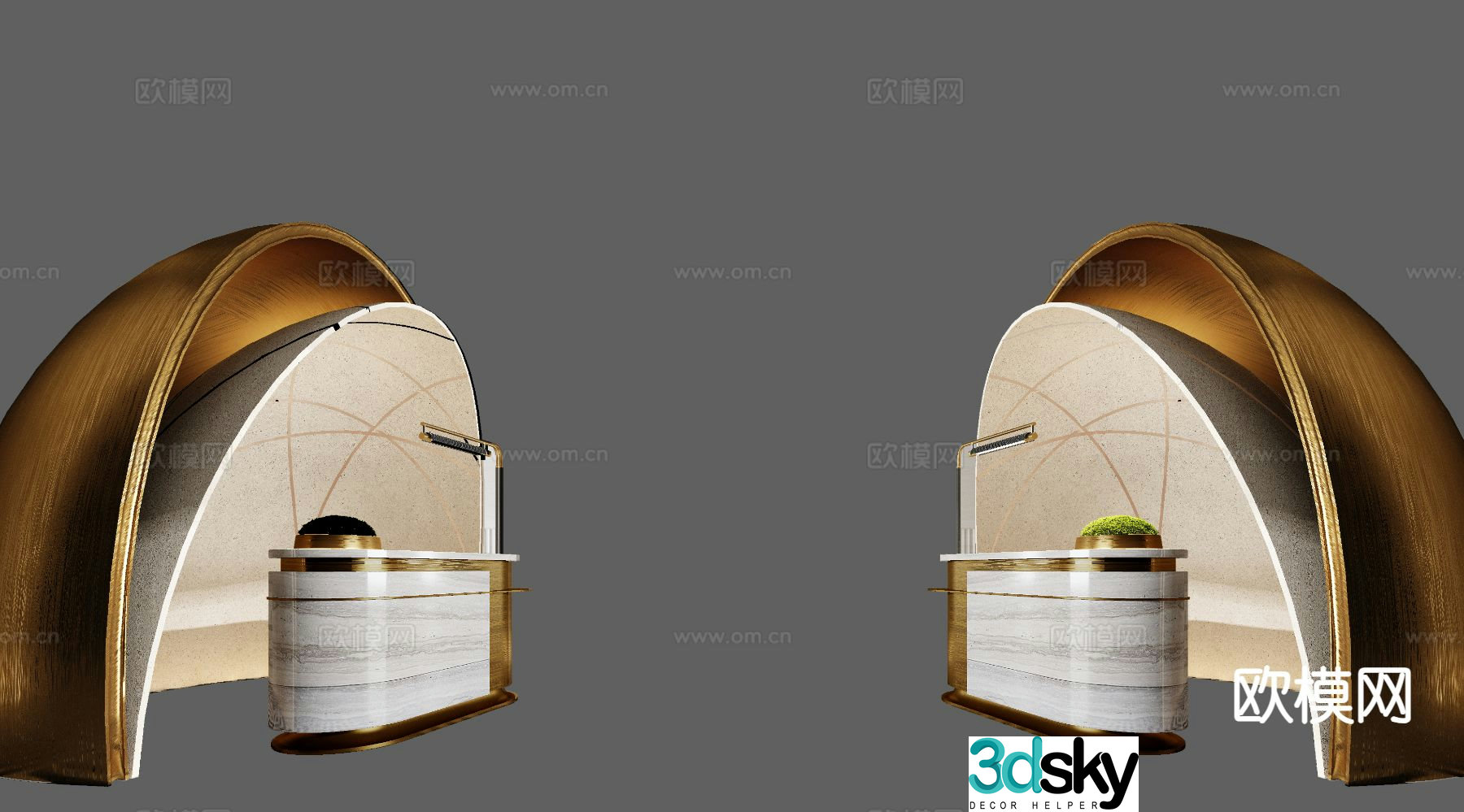 Modern hotel front desk reception desk 3d model
