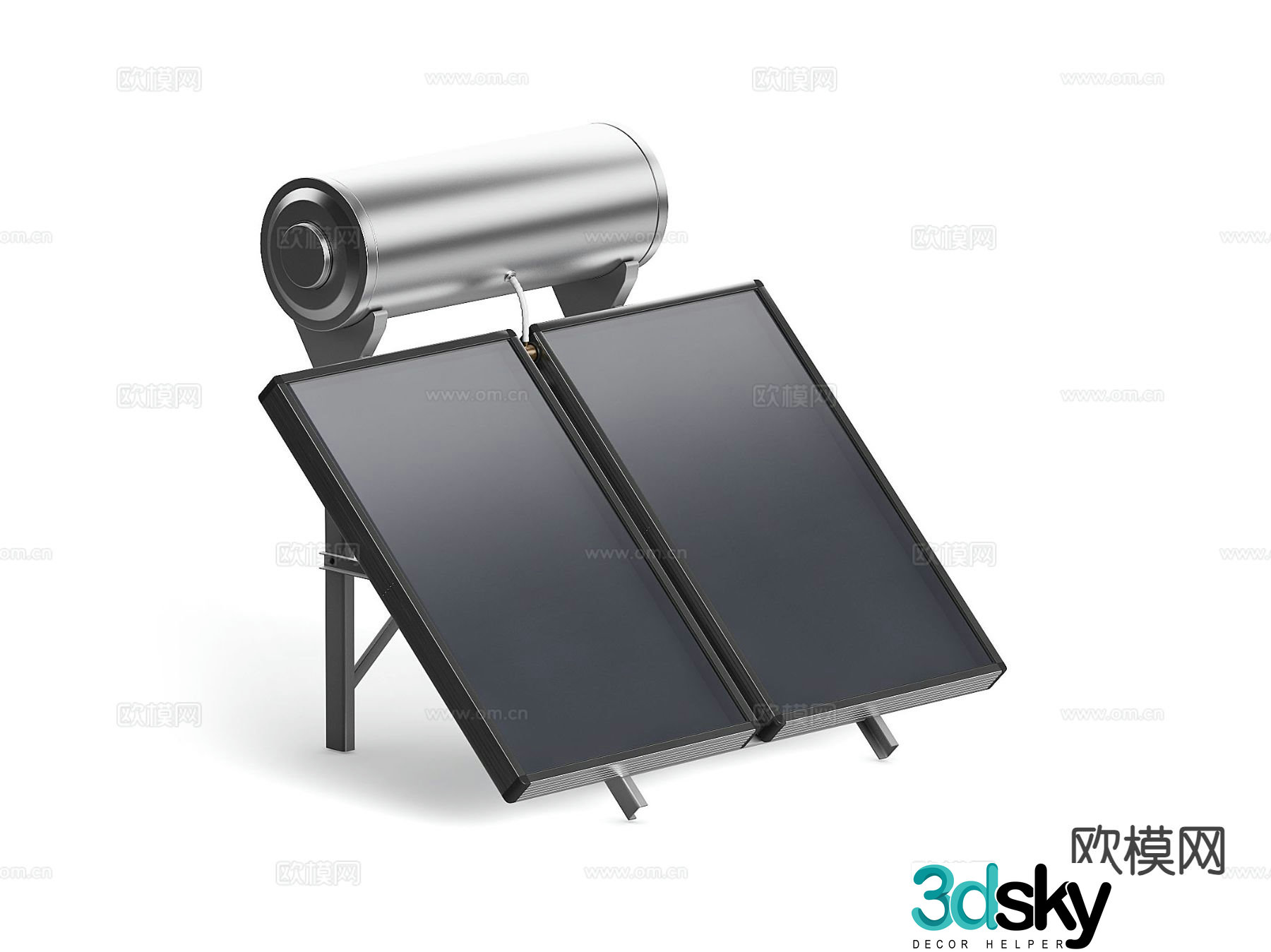 Solar panel water heater 3d model