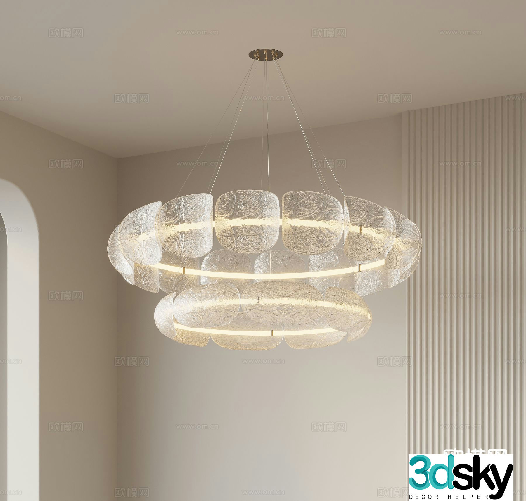 Cream style chandelier art chandelier living room chandelier 3d model