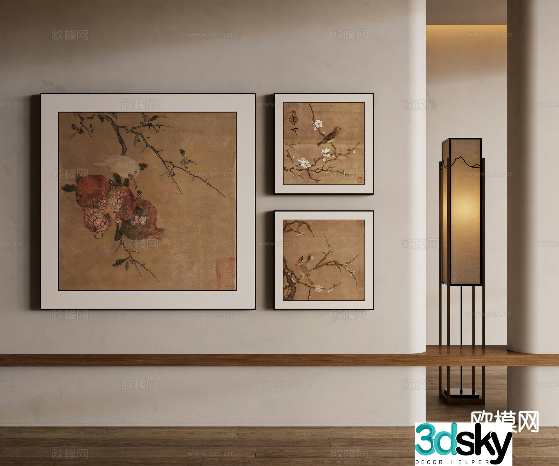 New Chinese Art Painting Chinese Painting Decorative Painting 3D Model