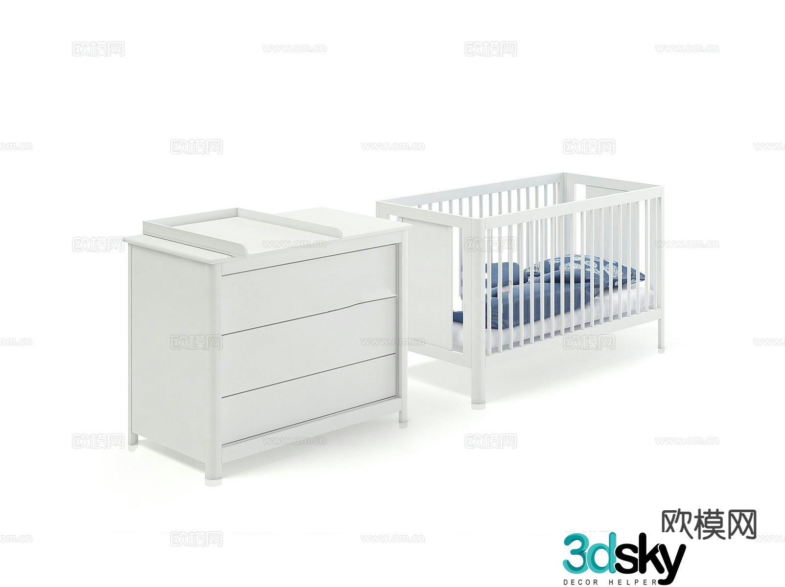 crib children’s bed baby bed 3d model