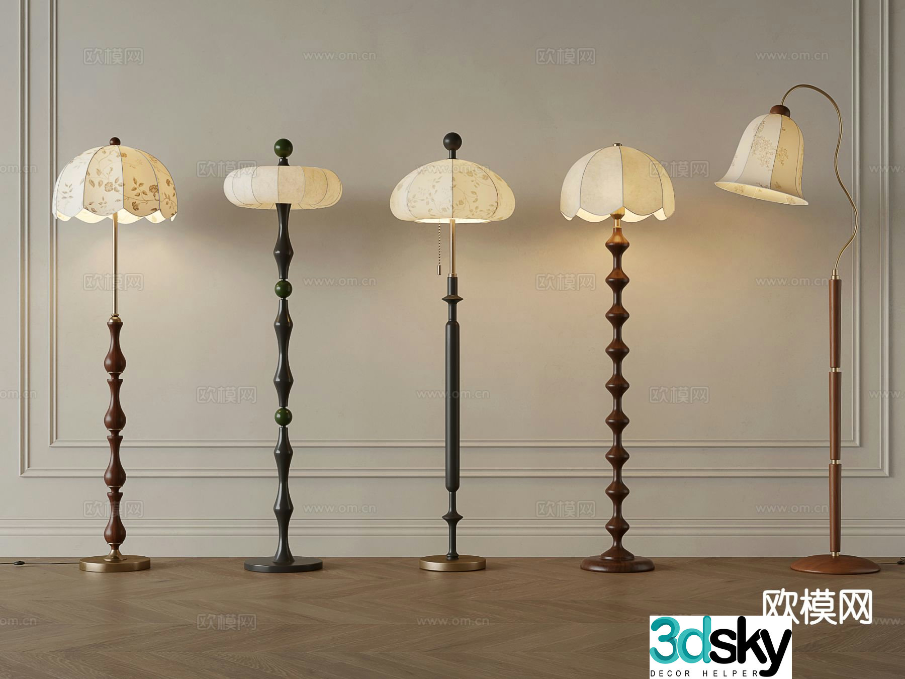 Middle-aged floor lamp 3d model