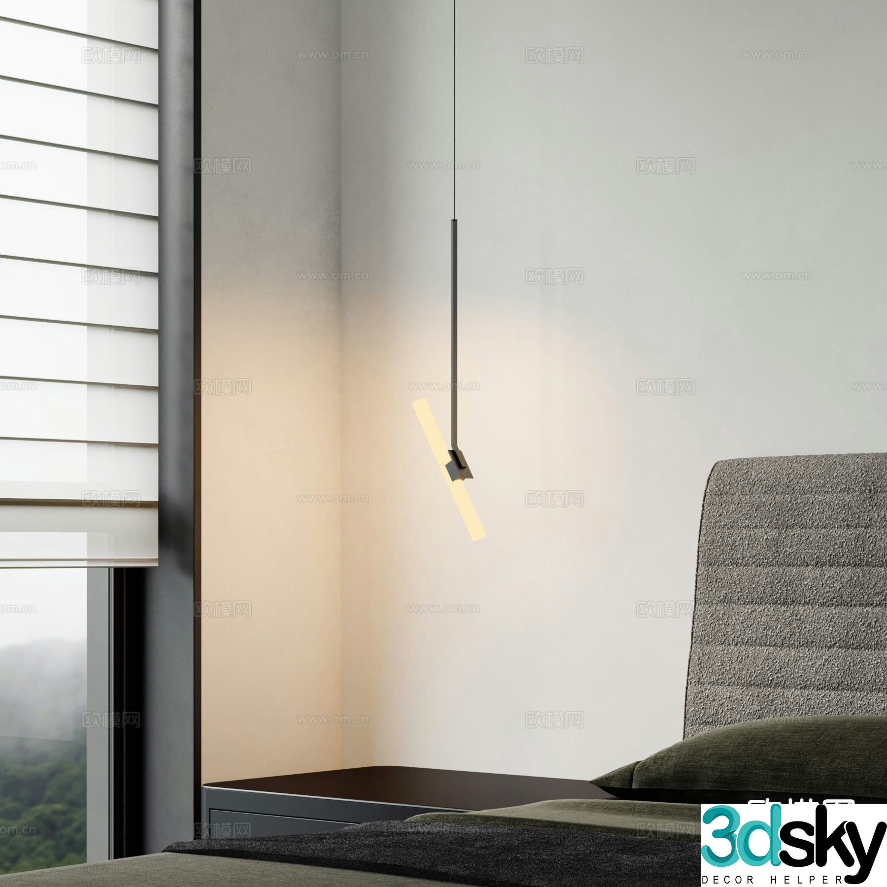 Minimalist chandelier Bedside chandelier 3d model
