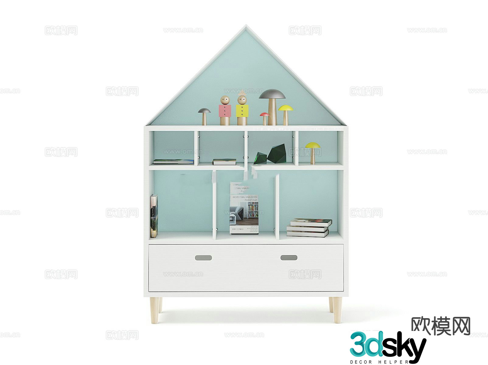 Modern children’s bookcase toy cabinet 3d model