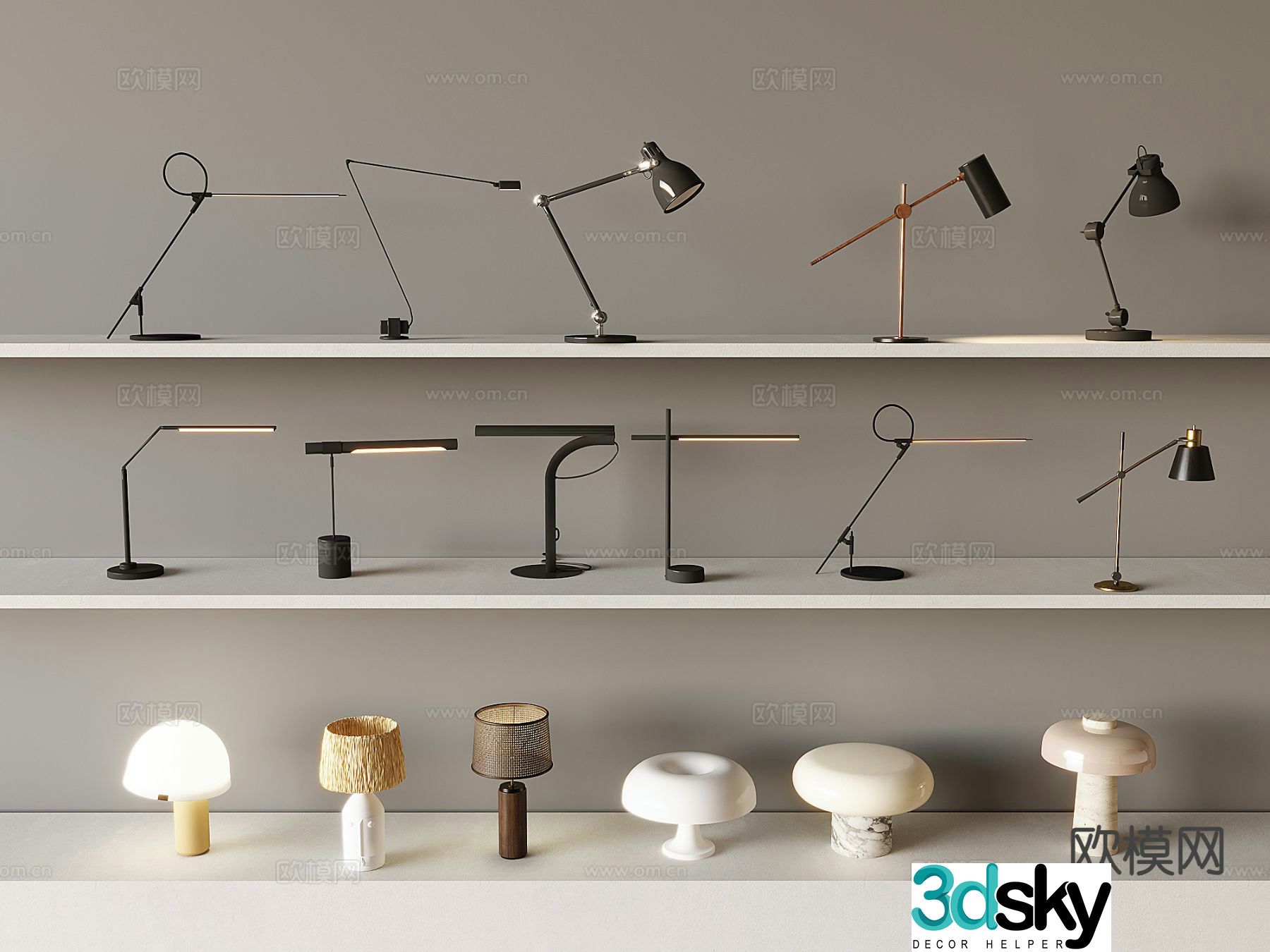 Modern desk lamp reading lamp mushroom desk lamp 3d model