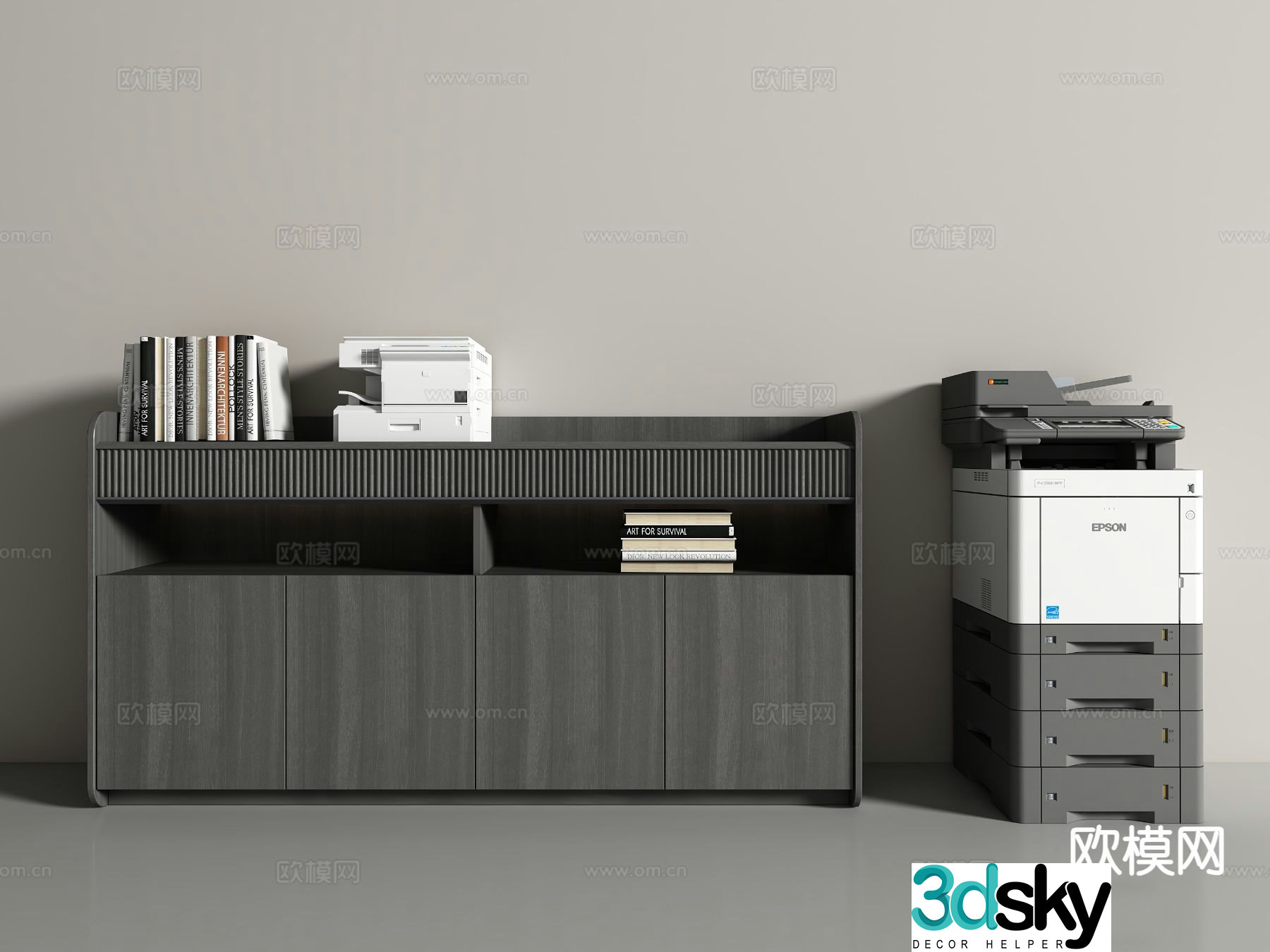 Office supplies printer file cabinet 3d model