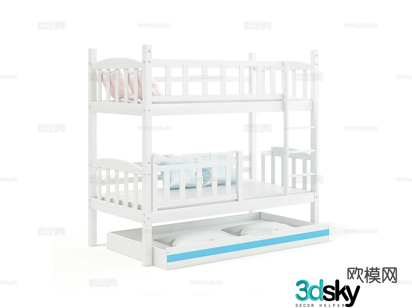 Bunk bed single bed dormitory bed 3d model