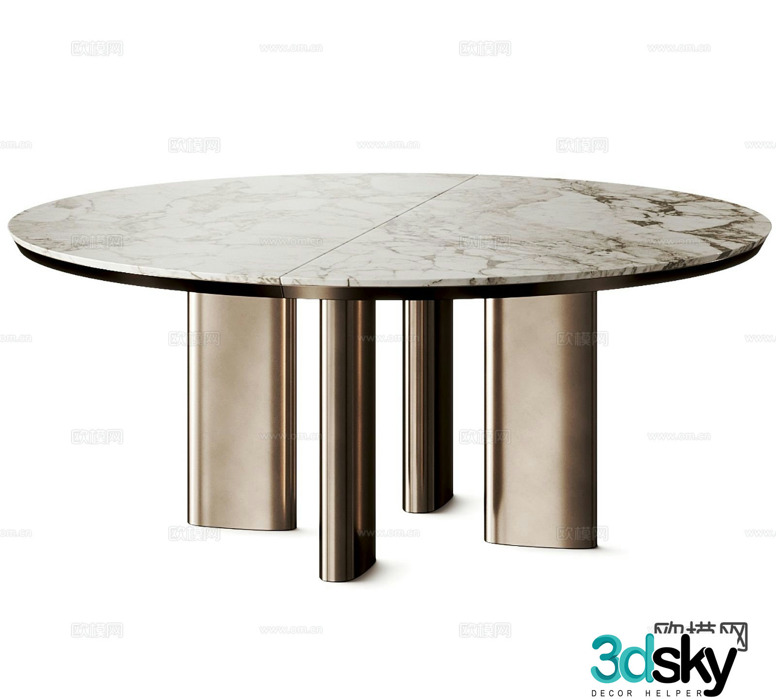 Poliform Adrien marble dining table round dining table 3d model