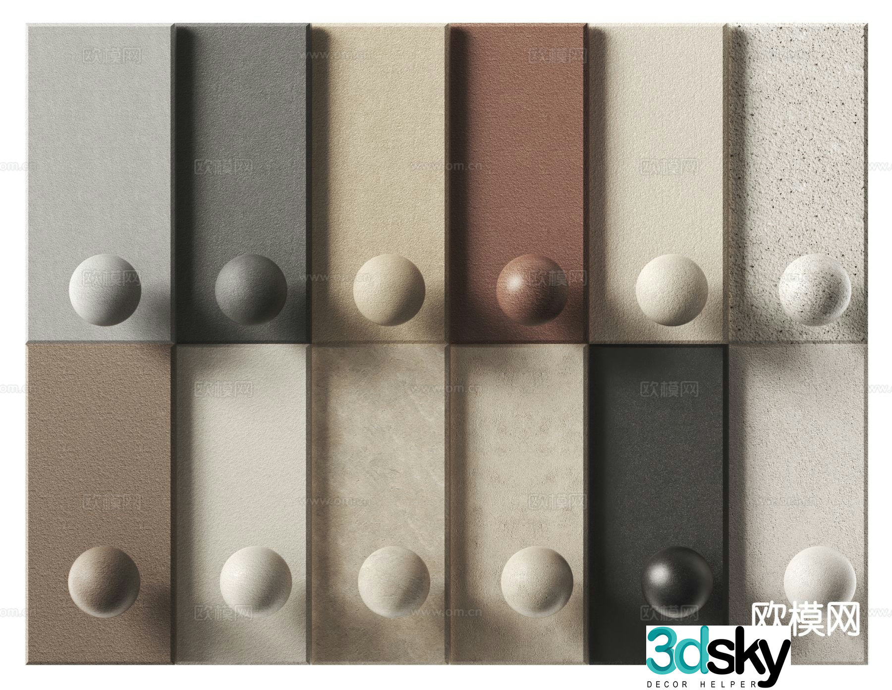 Modern micro-cement wall real stone paint 3D model