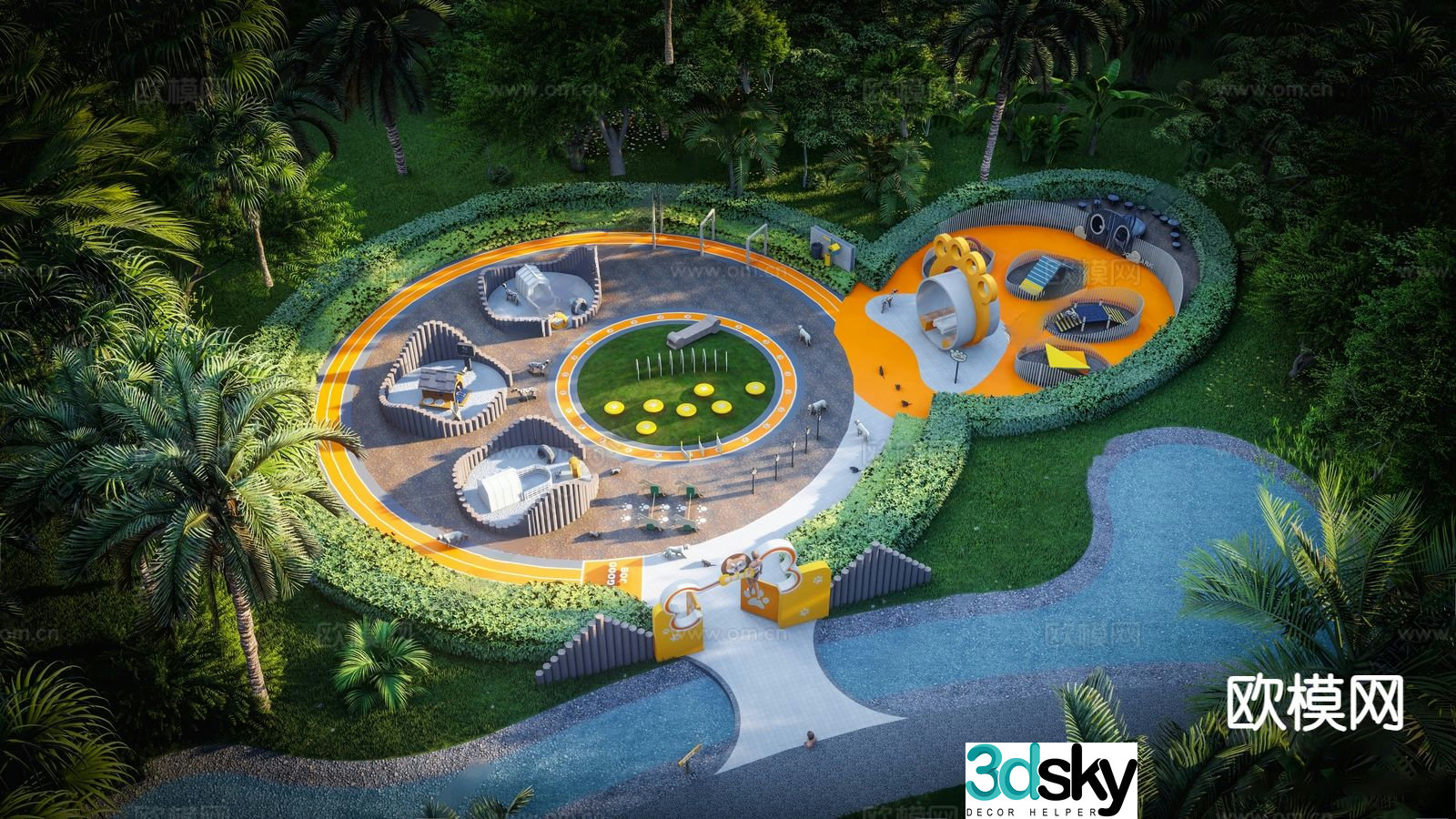 Modern pet paradise cute pet paradise pocket park 3D model