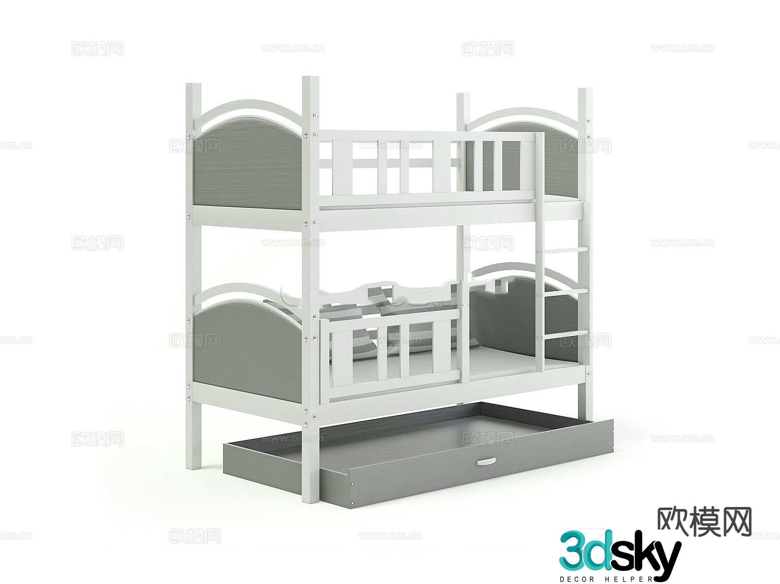Bunk bed single bed dormitory bed 3d model
