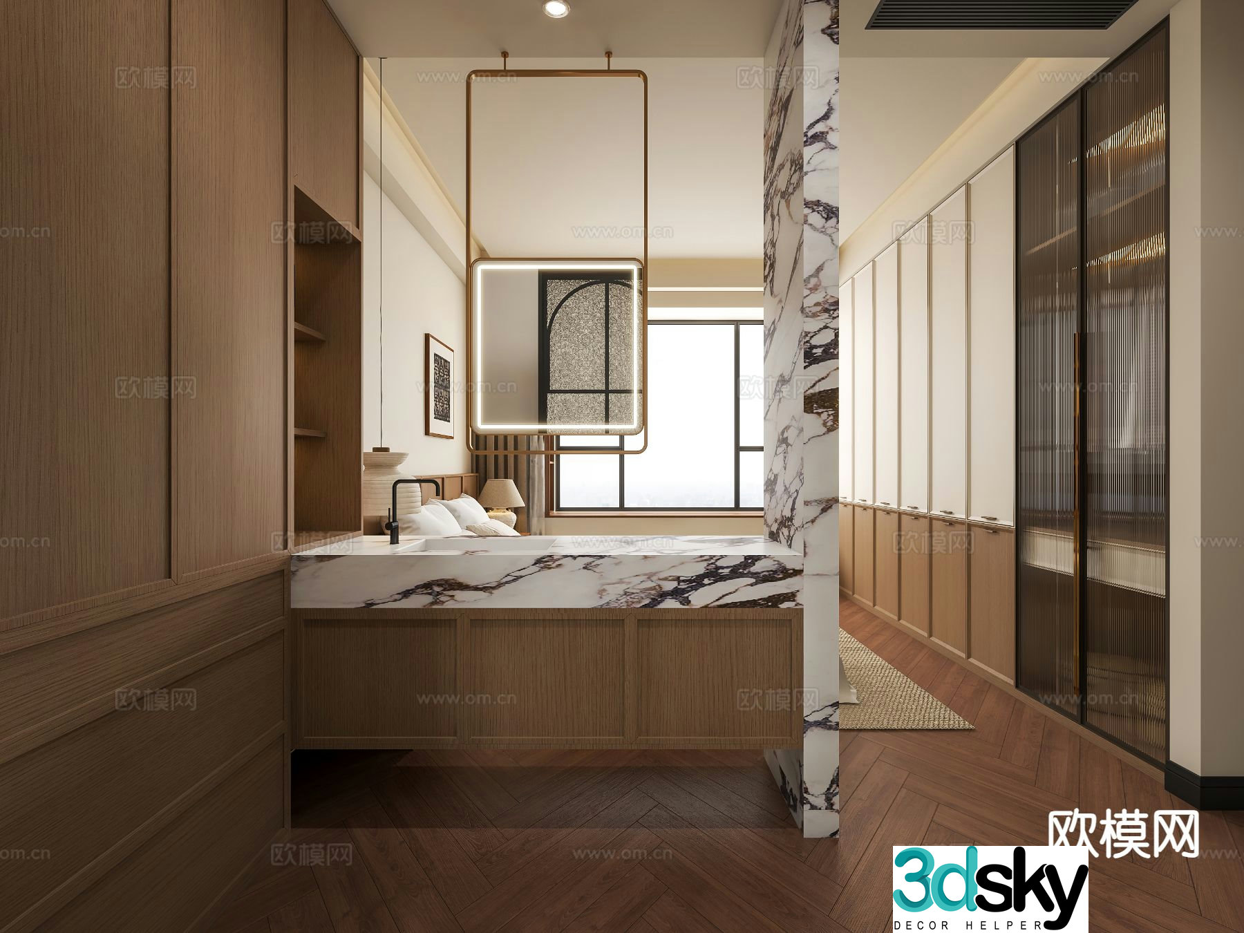 Middle-aged bathroom cabinet bathroom 3D model