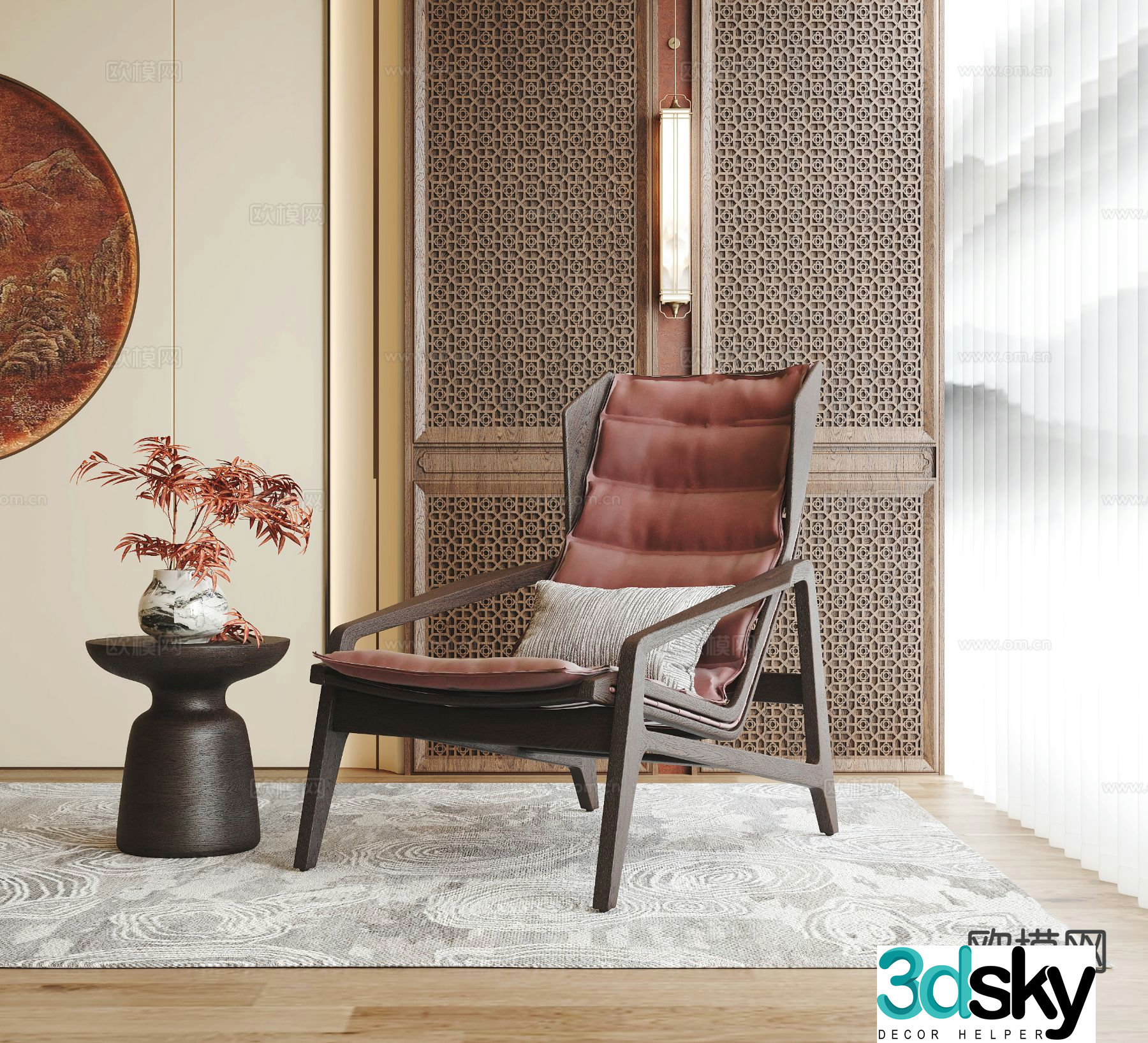 New Chinese style chair leisure chair 3d model