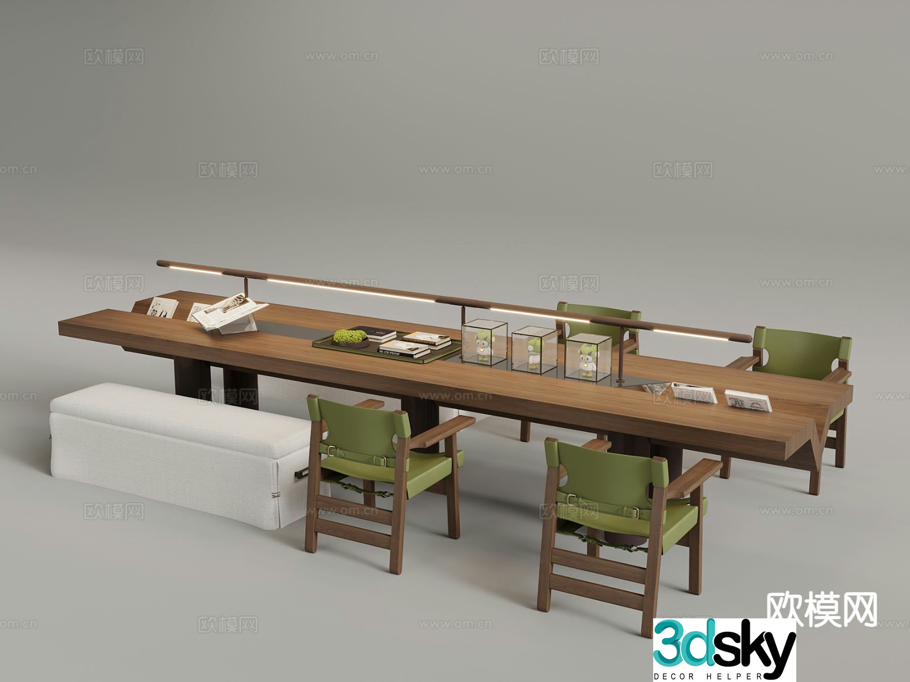Modern handicraft workshop tables and chairs 3D model