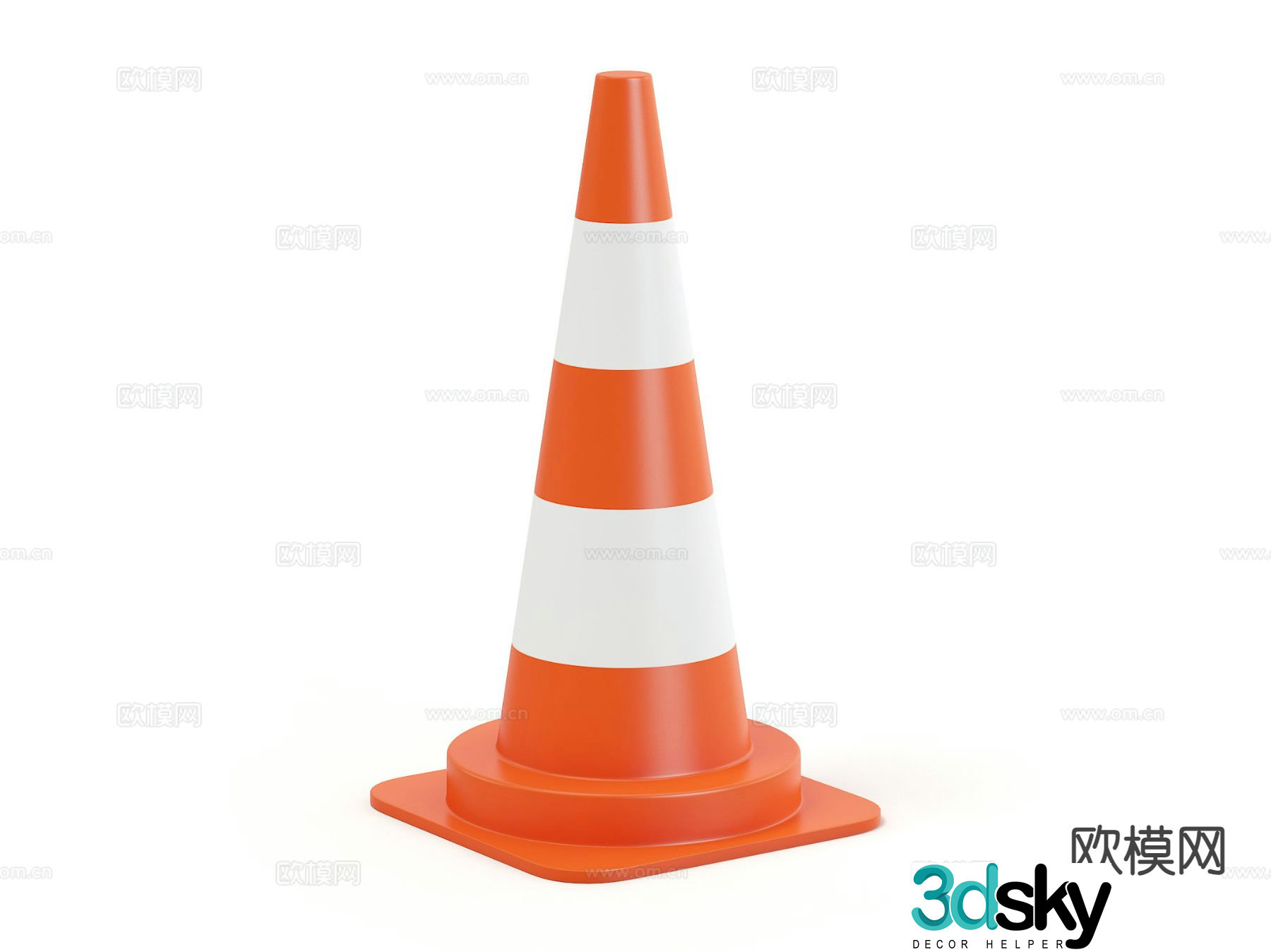 Warning cone construction warning sign ice cream cone 3d model