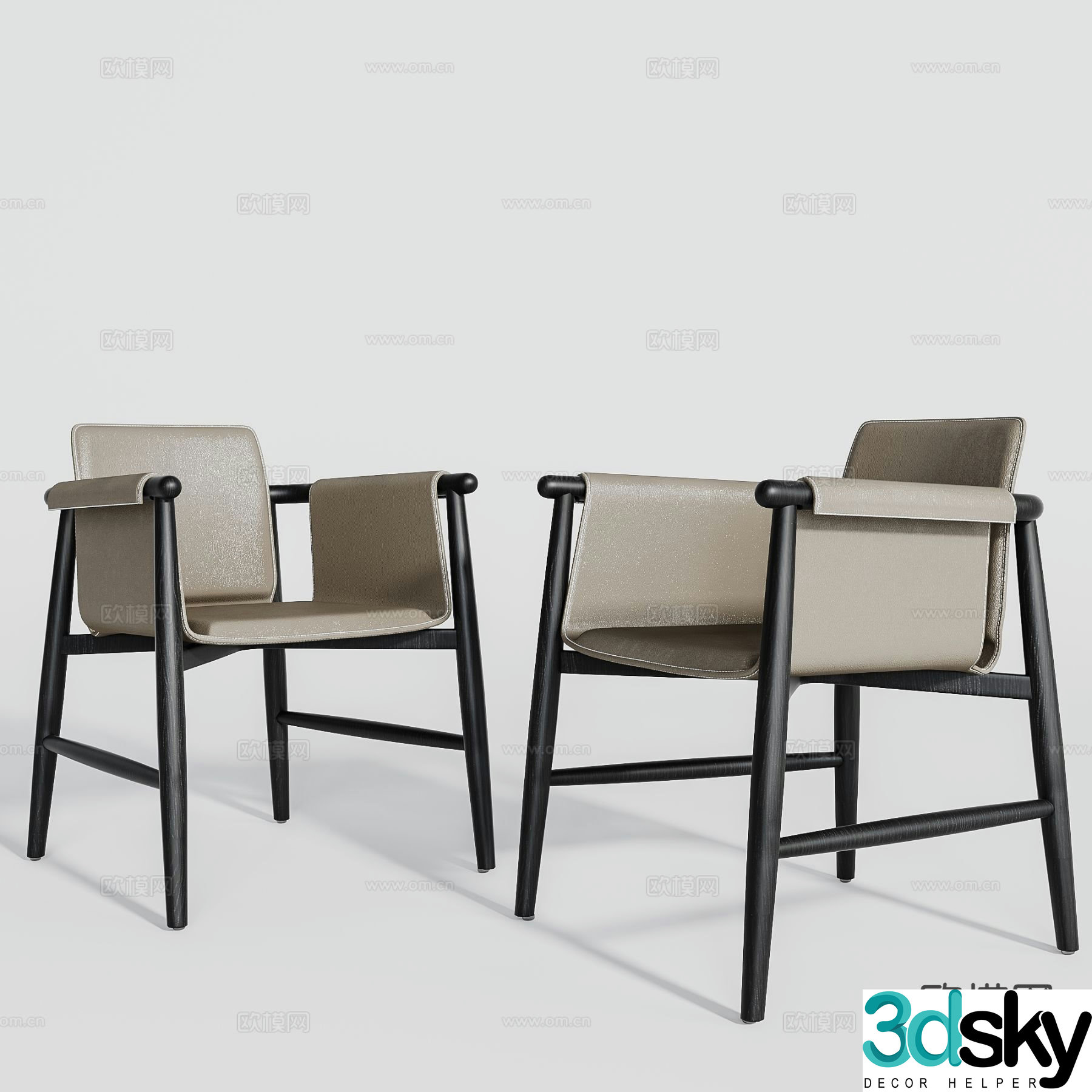 Modern single chair dining chair chair 3d model