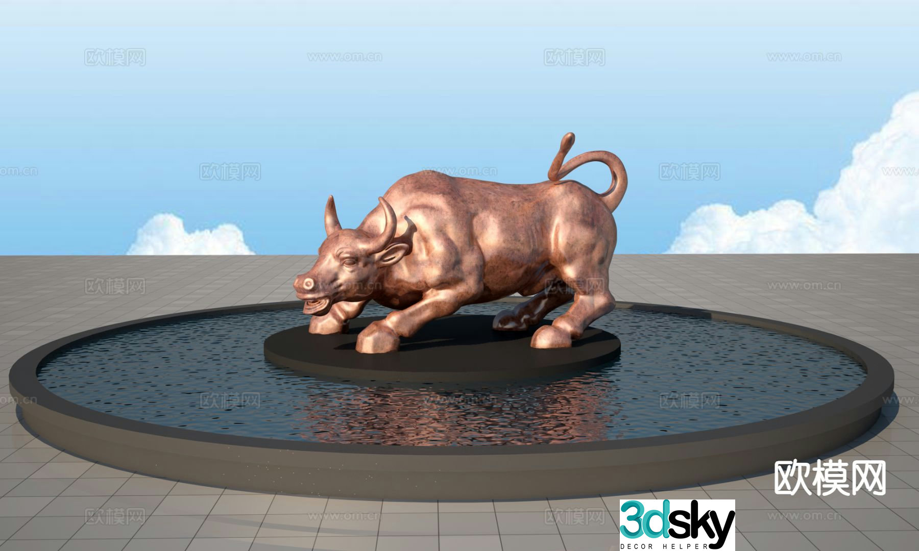 Pioneer Cow Sculpture Landscape Sculpture 3D Model