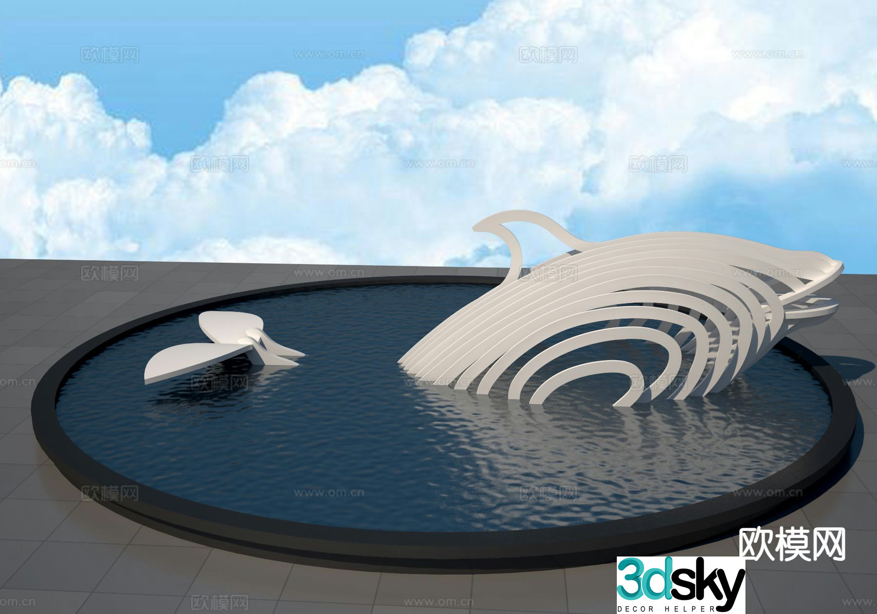 Simple whale sculpture landscape sculpture 3d model