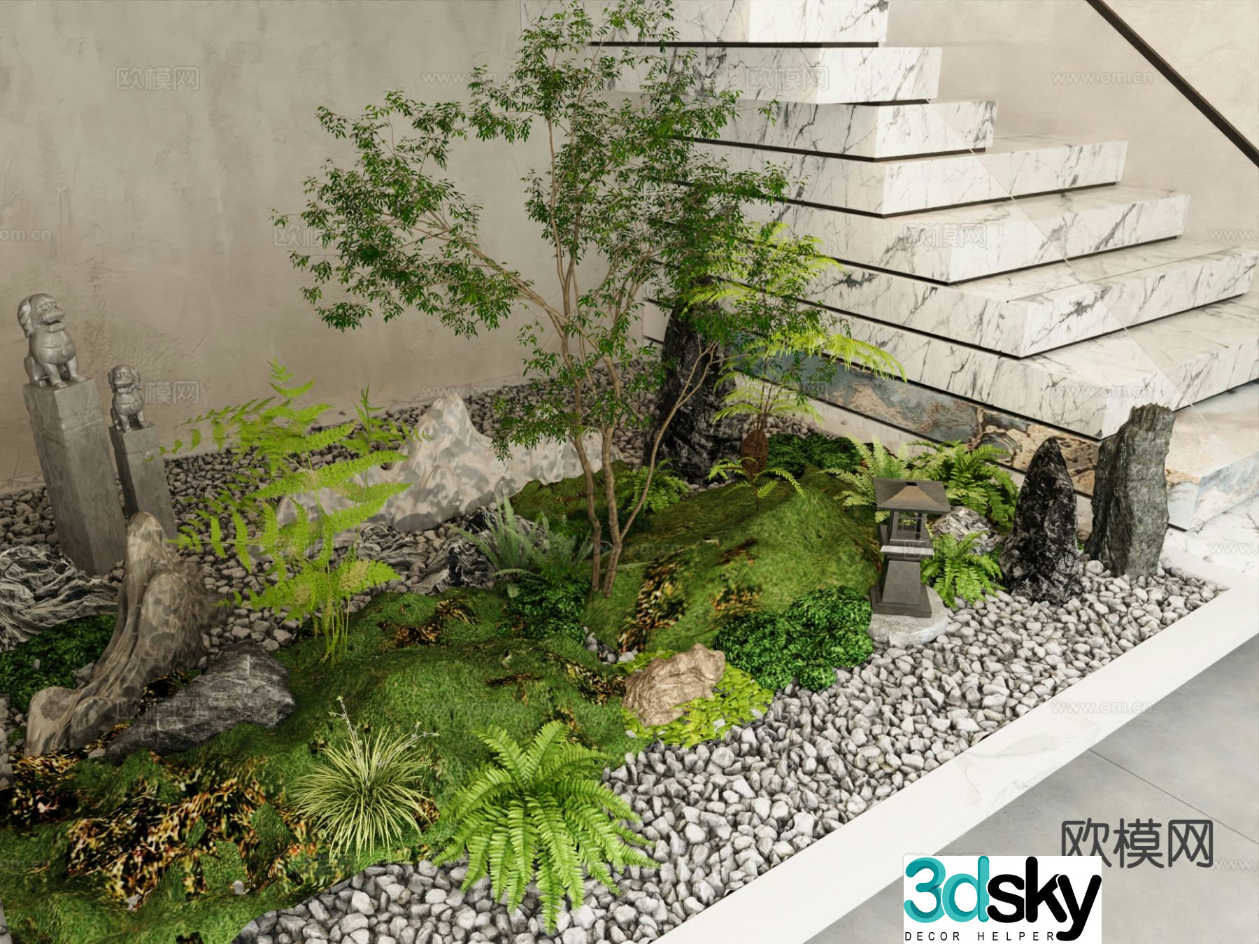 Indoor landscape plant pile 3d model